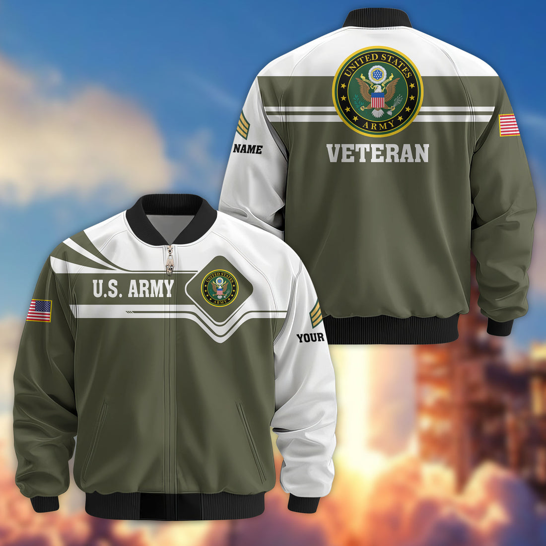 Premium Custom US Army Veteran Bomber Jacket VPVC802710, Gifts For US Army Veteran, Gifts On Father's Day, Veterans Day.