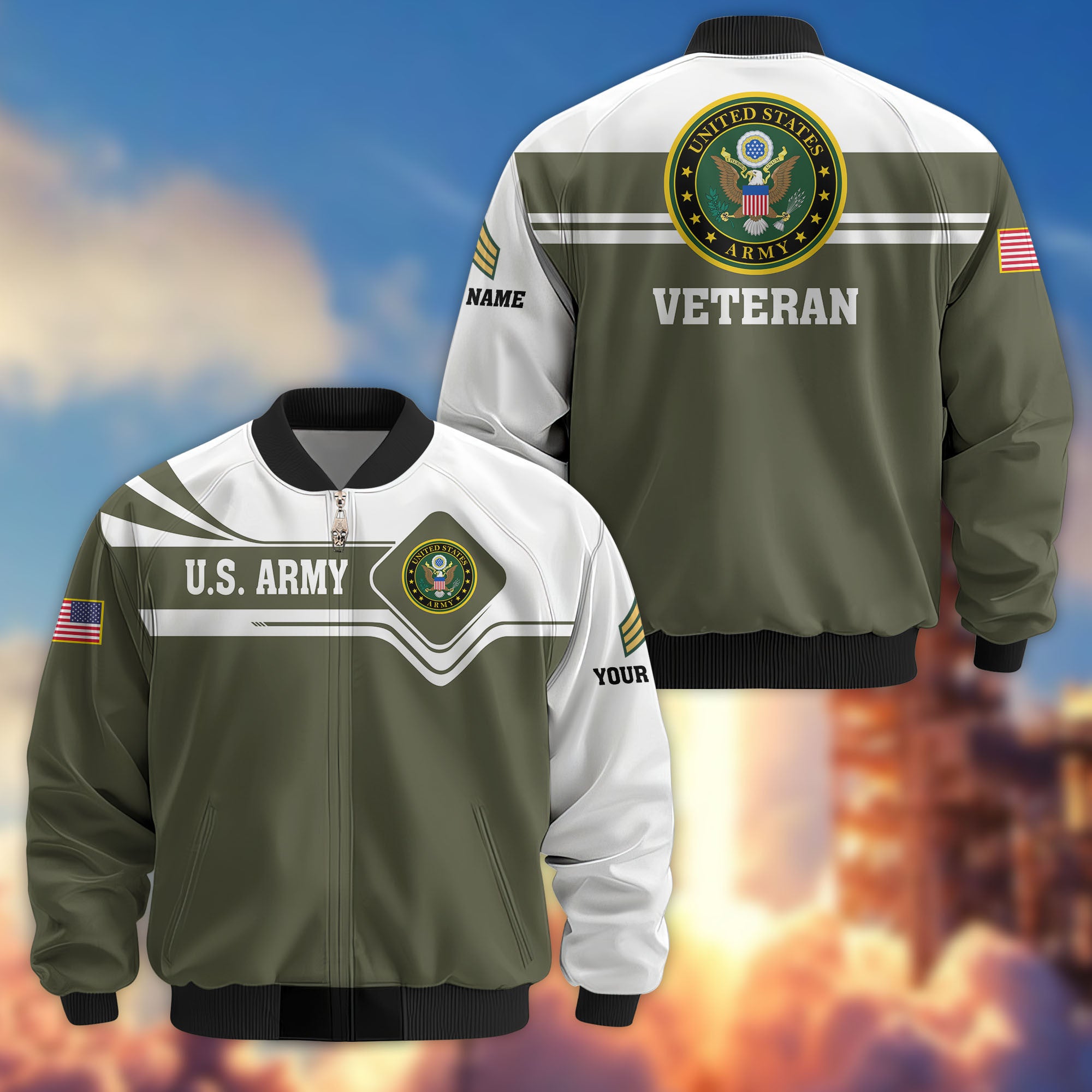 Premium Custom US Army Veteran Bomber Jacket VPVC802710, Gifts For US Army Veteran, Gifts On Father's Day, Veterans Day.
