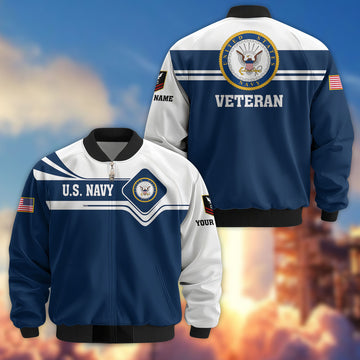 Premium Custom US Navy Veteran Bomber Jacket VPVC802702, Gifts For US Navy Veteran, Gifts On Father's Day, Veterans Day.