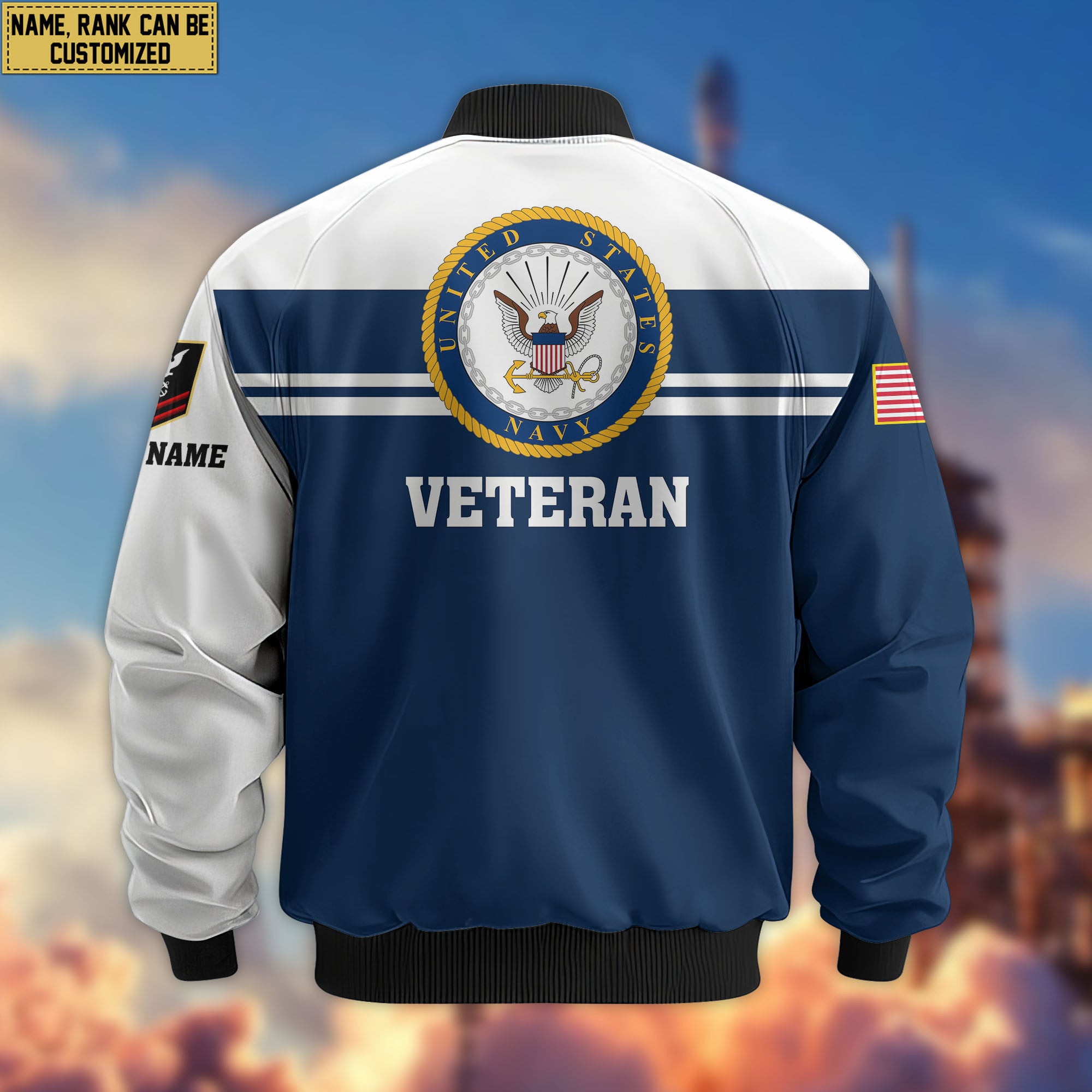 Premium Custom US Navy Veteran Bomber Jacket VPVC802702, Gifts For US Navy Veteran, Gifts On Father's Day, Veterans Day.