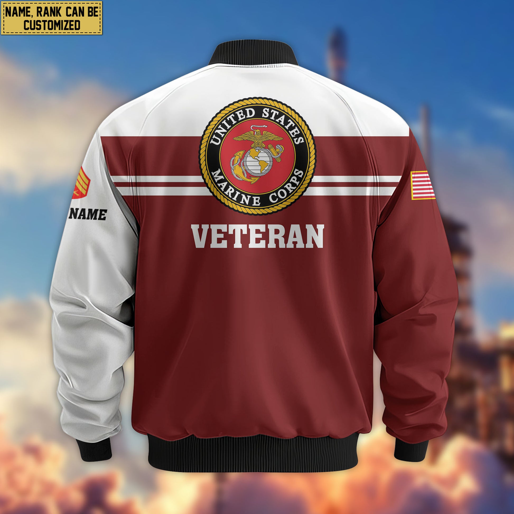 Premium Custom USMC Veteran Bomber Jacket VPVC802703, Gifts For US Marine Veteran, Gifts On Father's Day, Veterans Day.