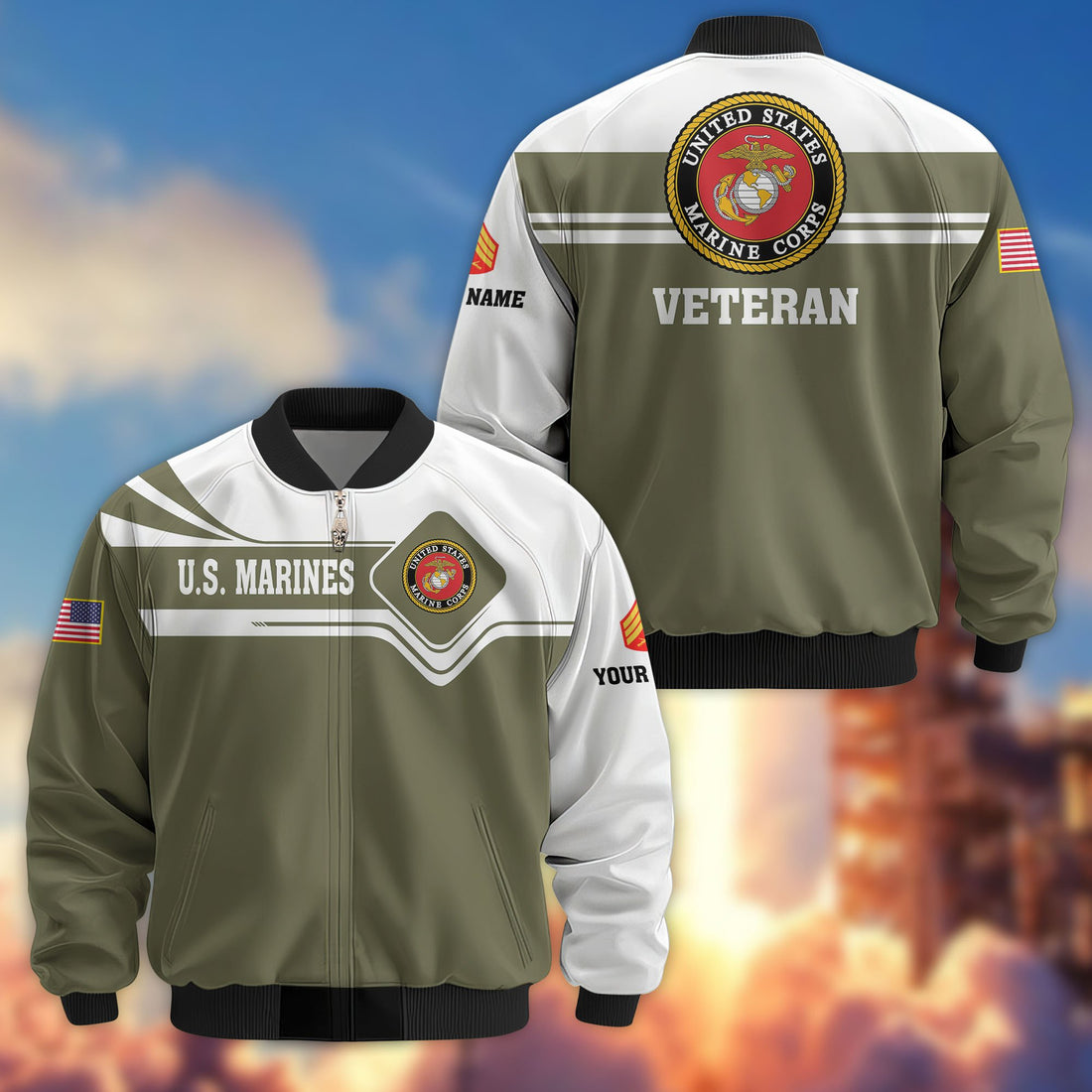 Premium Custom USMC Veteran Bomber Jacket VPVC802711, Gifts For US Marine Veteran, Gifts On Father's Day, Veterans Day.