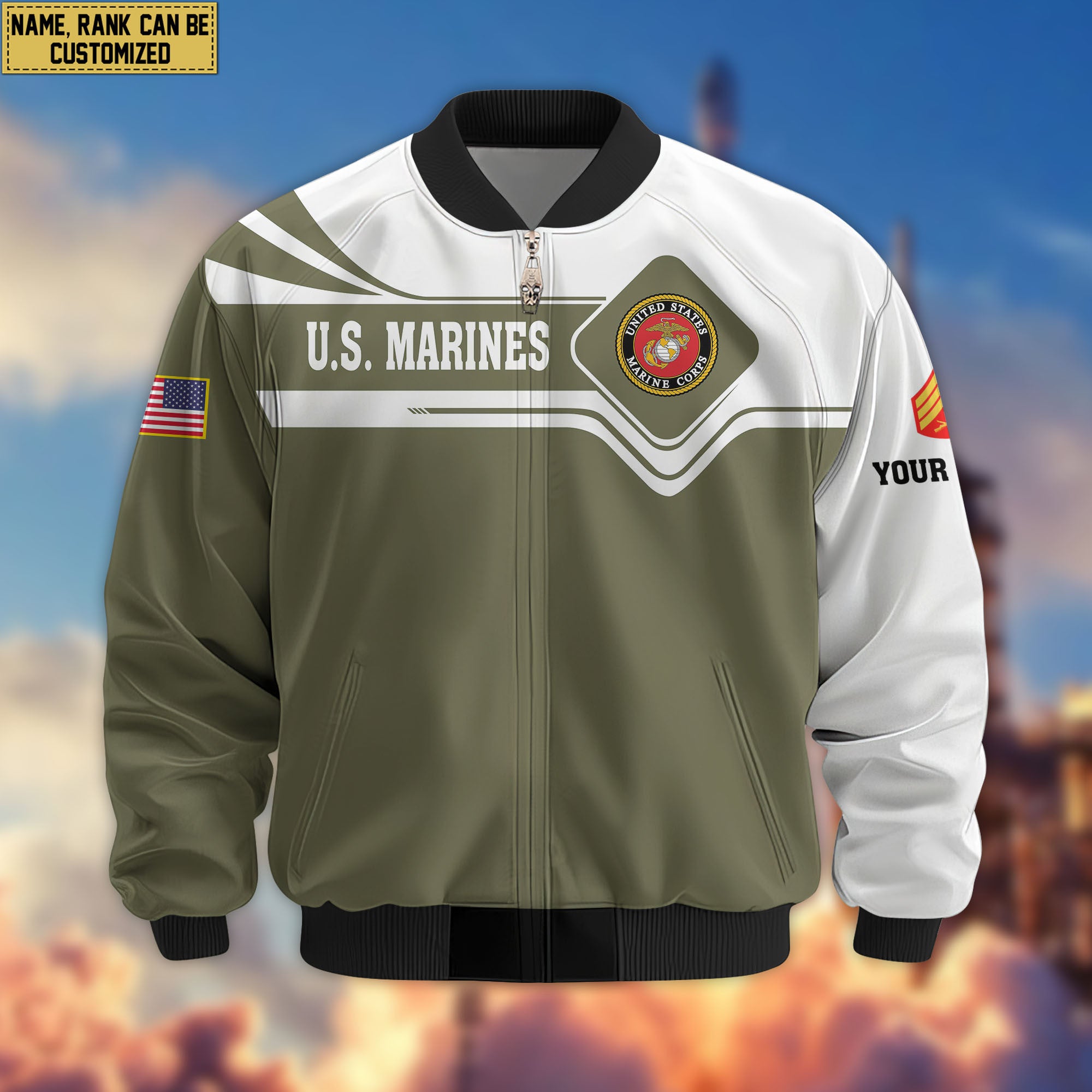Premium Custom USMC Veteran Bomber Jacket VPVC802711, Gifts For US Marine Veteran, Gifts On Father's Day, Veterans Day.