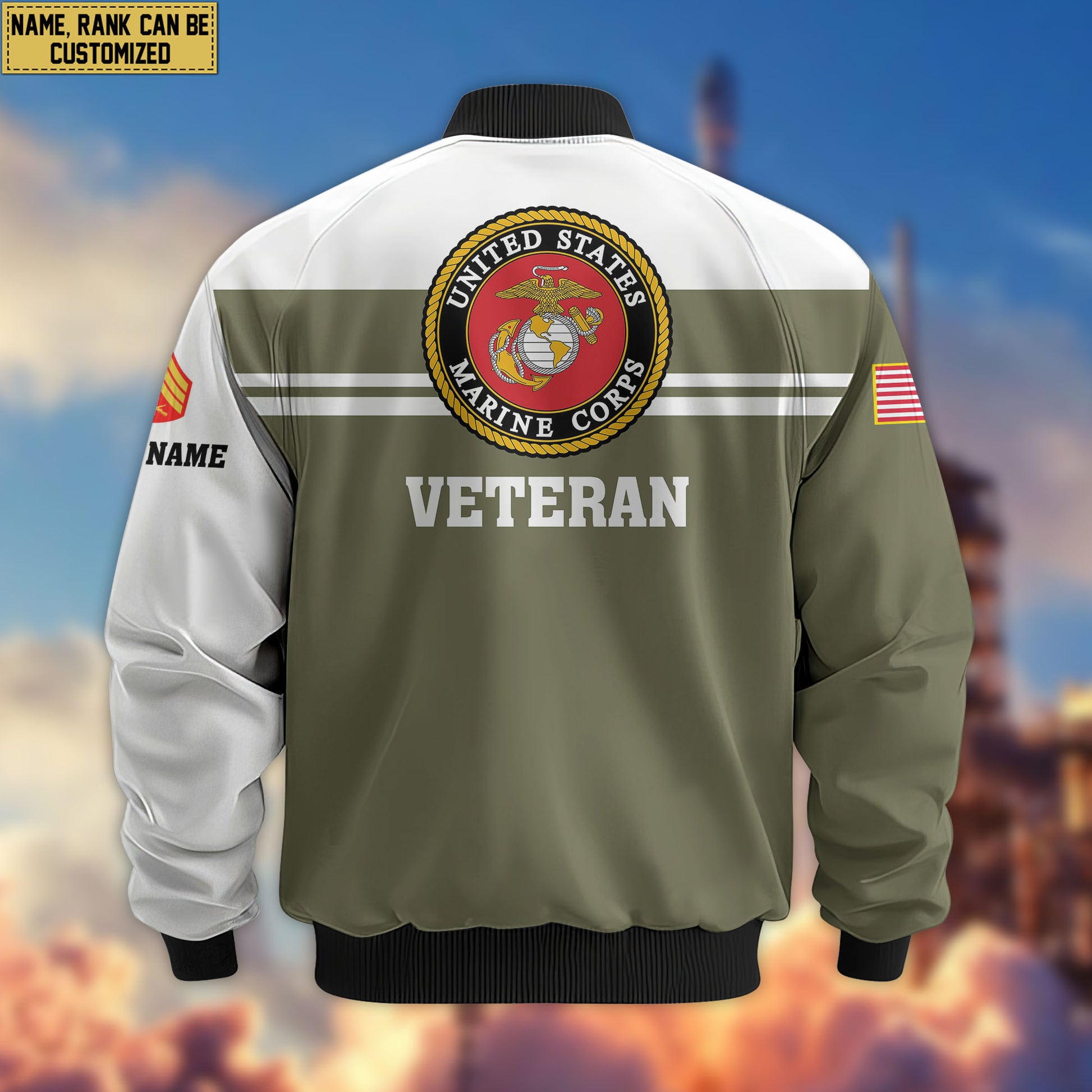 Premium Custom USMC Veteran Bomber Jacket VPVC802711, Gifts For US Marine Veteran, Gifts On Father's Day, Veterans Day.
