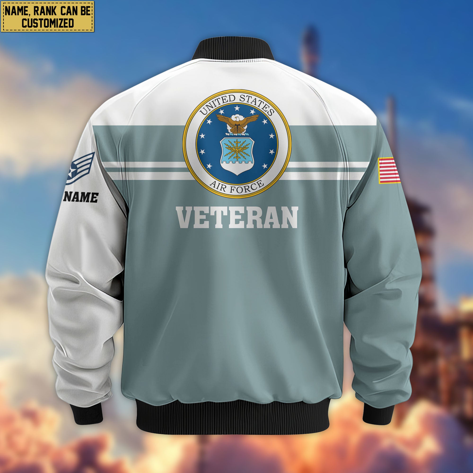 Premium Custom USAF Veteran Bomber Jacket VPVC802704, Gifts For US Air Force Veteran, Gifts On Father's Day, Veterans Day.