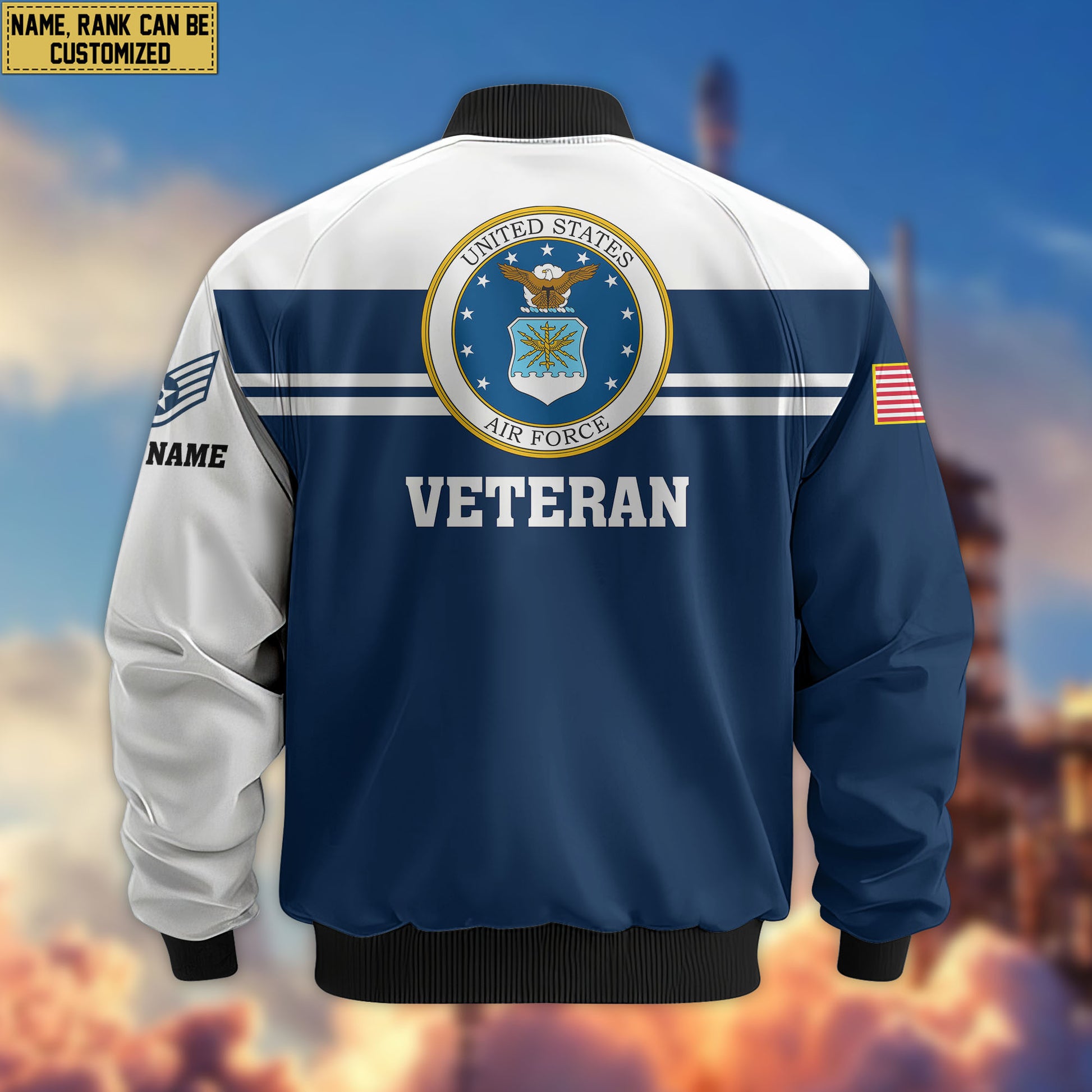 Premium Custom USAF Veteran Bomber Jacket VPVC802712, Gifts For US Air Force Veteran, Gifts On Father's Day, Veterans Day.
