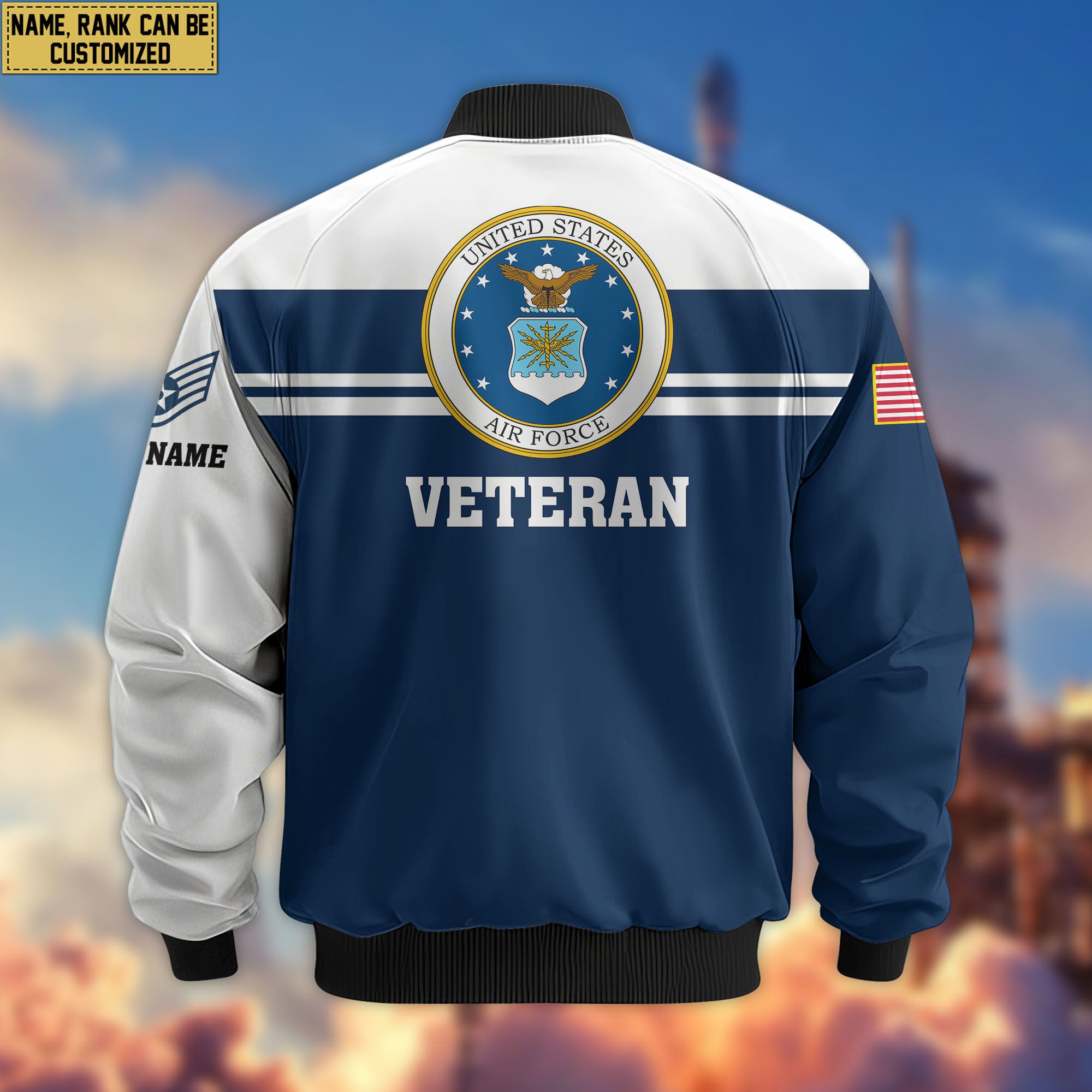 Premium Custom USAF Veteran Bomber Jacket VPVC802712, Gifts For US Air Force Veteran, Gifts On Father's Day, Veterans Day.
