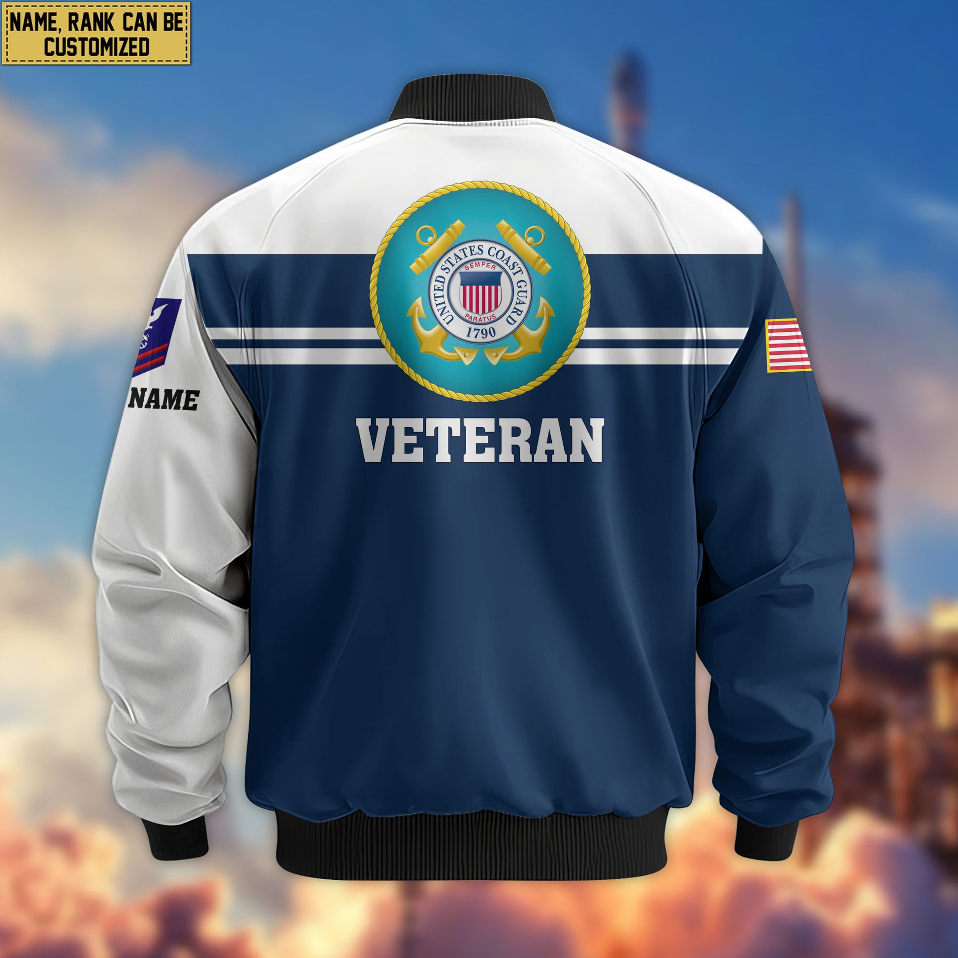 Premium Custom USCG Veteran Bomber Jacket VPVC802705, Gifts For Coast Guard Veteran, Gifts On Father's Day, Veterans Day.
