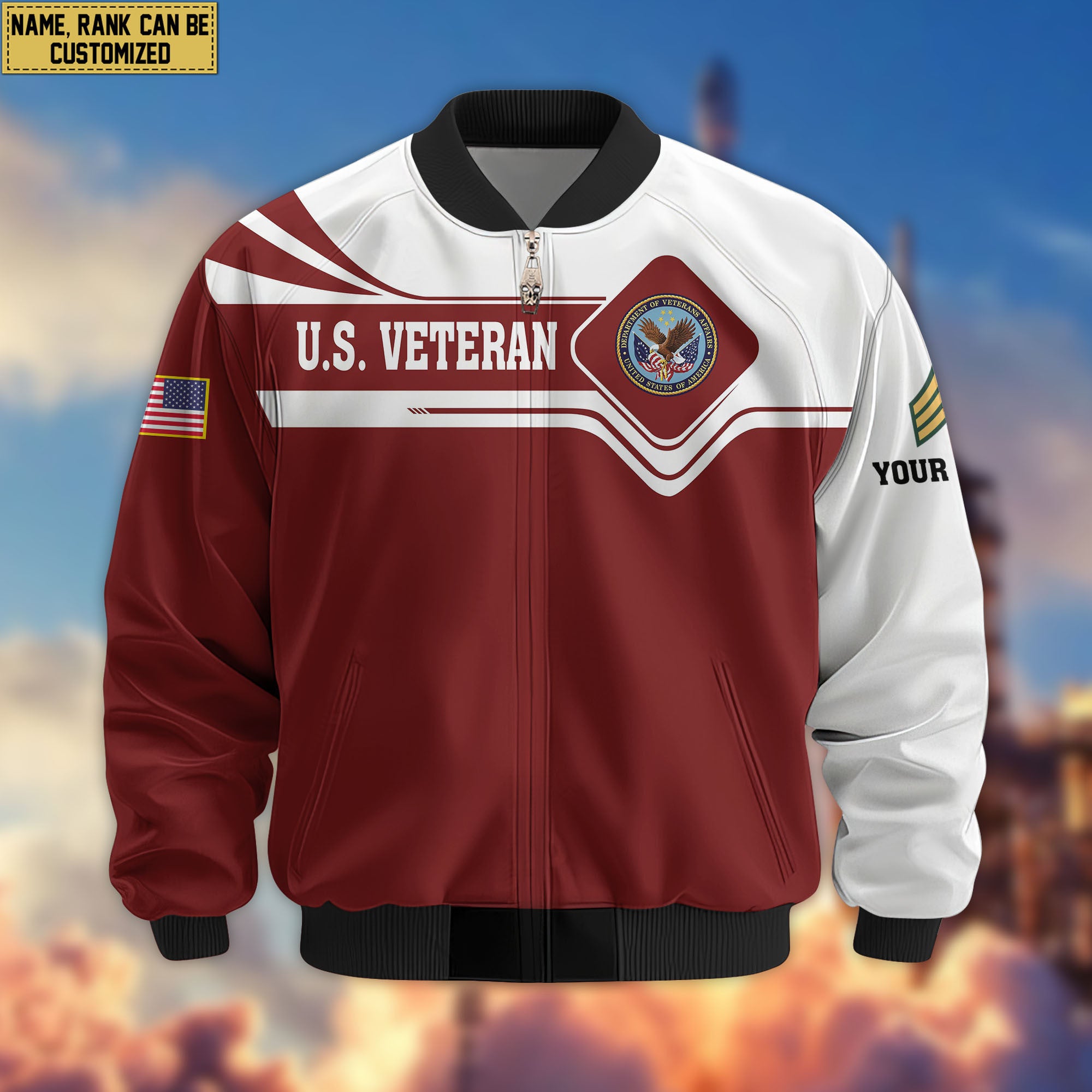 Premium Custom US Veteran Bomber Jacket VPVC802707, Gifts For US Veteran, Gifts On Father's Day, Veterans Day.