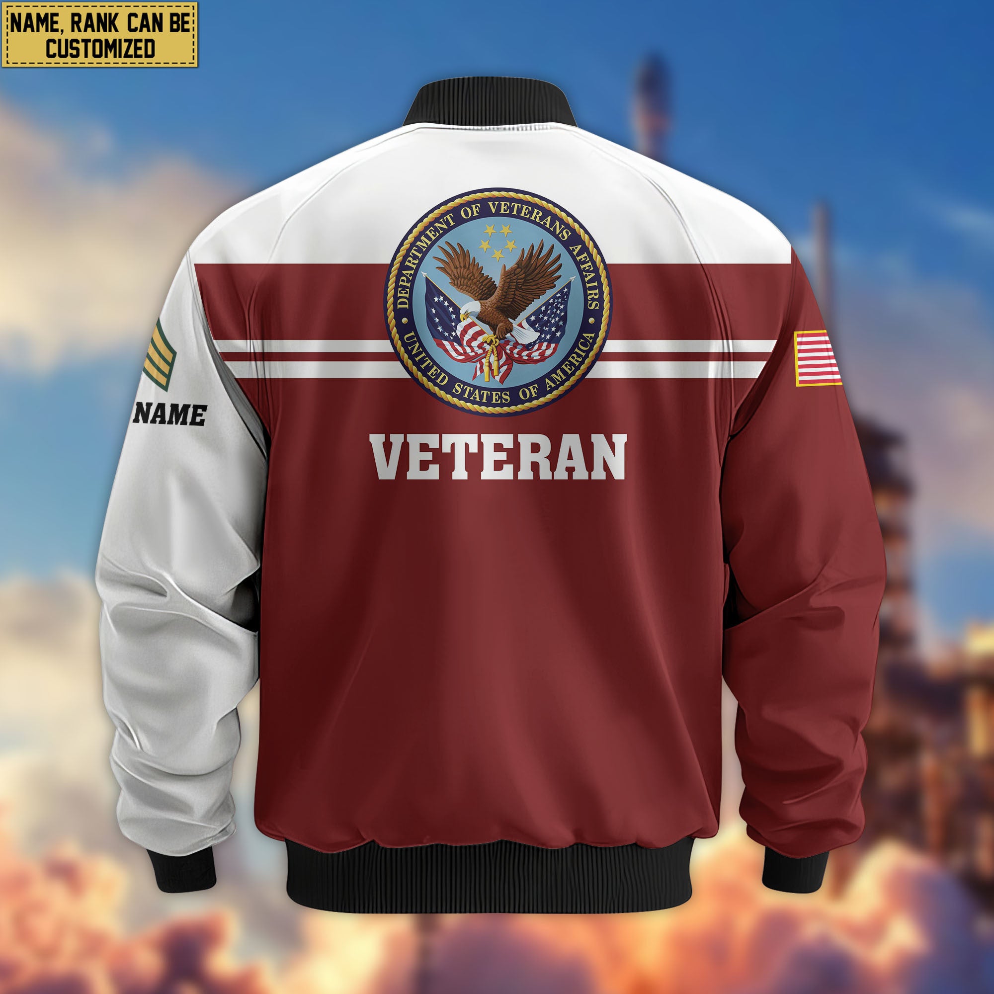 Premium Custom US Veteran Bomber Jacket VPVC802707, Gifts For US Veteran, Gifts On Father's Day, Veterans Day.