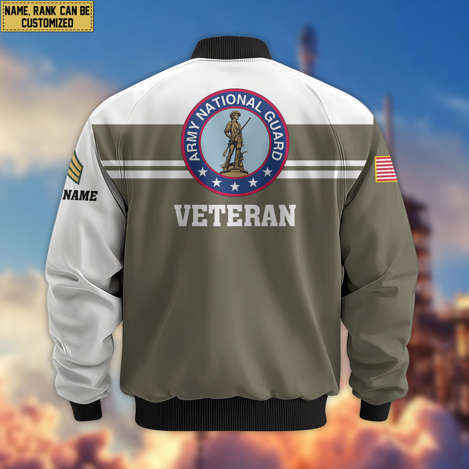 Premium Custom US Army National Guard Veteran Bomber Jacket VPVC802708, Gifts For Army National Guard Veteran, Gifts On Father's Day, Veterans Day.