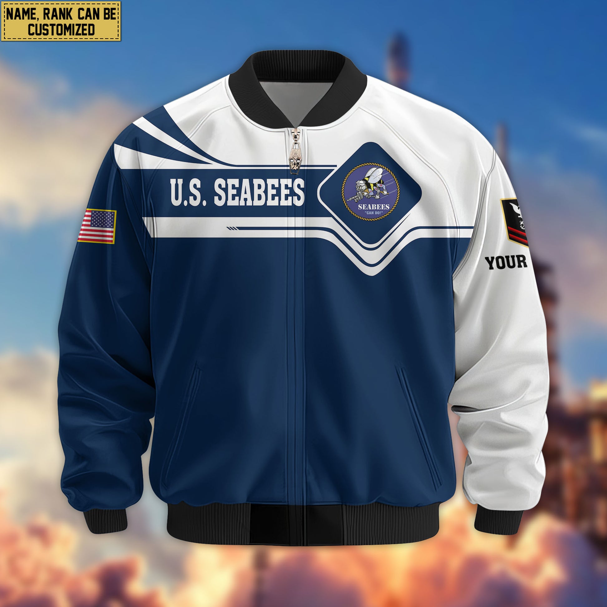 Premium Custom US Seabees Bomber Jacket VPVC802709, Gifts For Seabees Veteran, Gifts On Father's Day, Veterans Day.
