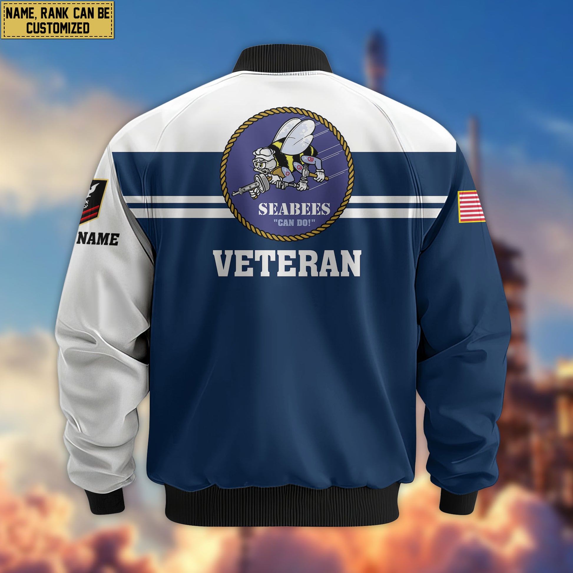 Premium Custom US Seabees Bomber Jacket VPVC802709, Gifts For Seabees Veteran, Gifts On Father's Day, Veterans Day.