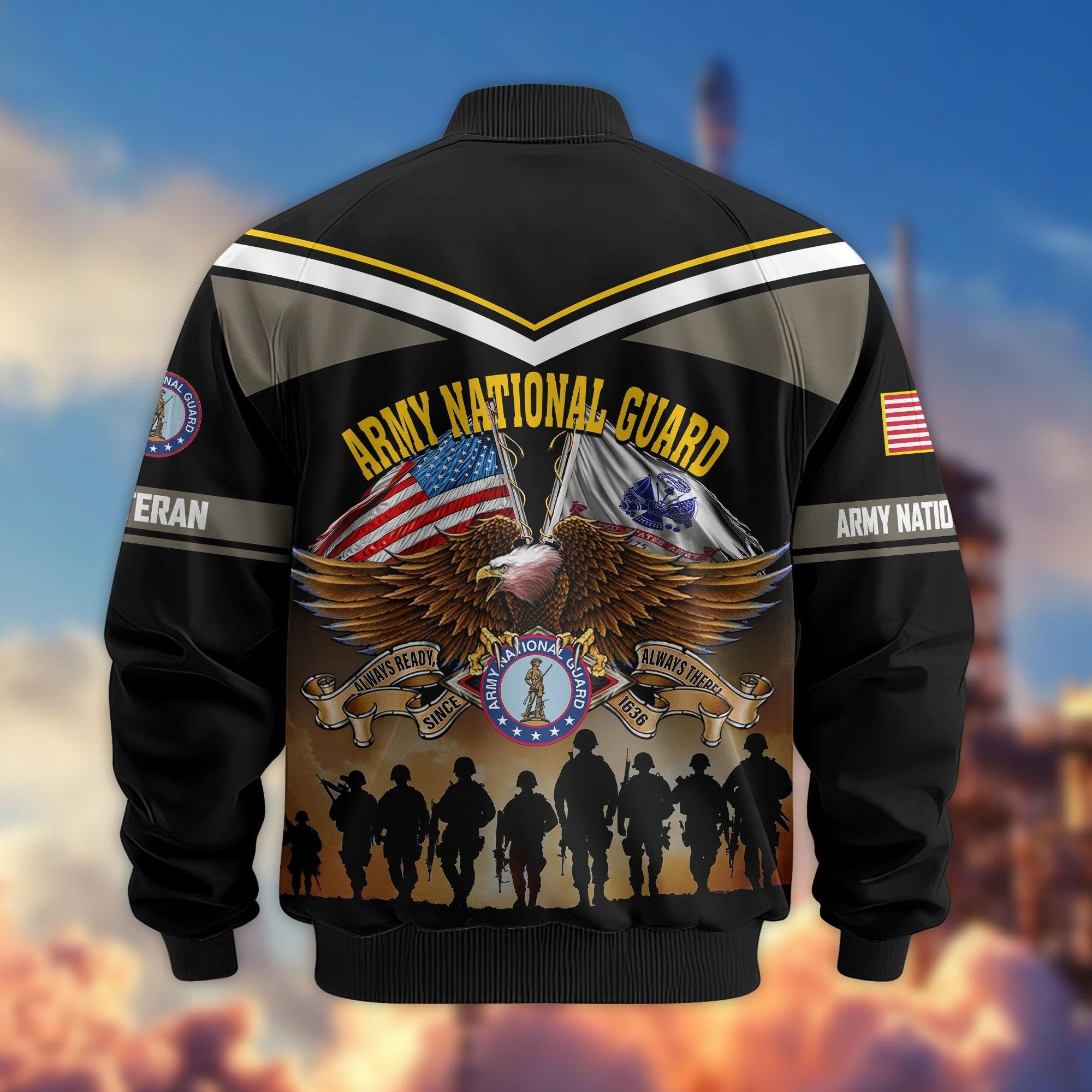 Premium US Veterans Bomber Jacket ATTN060822, Gifts For US Veterans, Gifts On Father's Day, Veterans Day.
