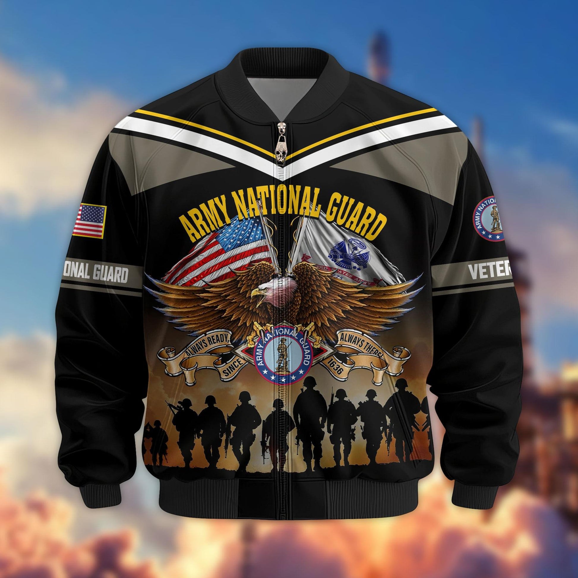 Premium US Veterans Bomber Jacket ATTN060822, Gifts For US Veterans, Gifts On Father's Day, Veterans Day.