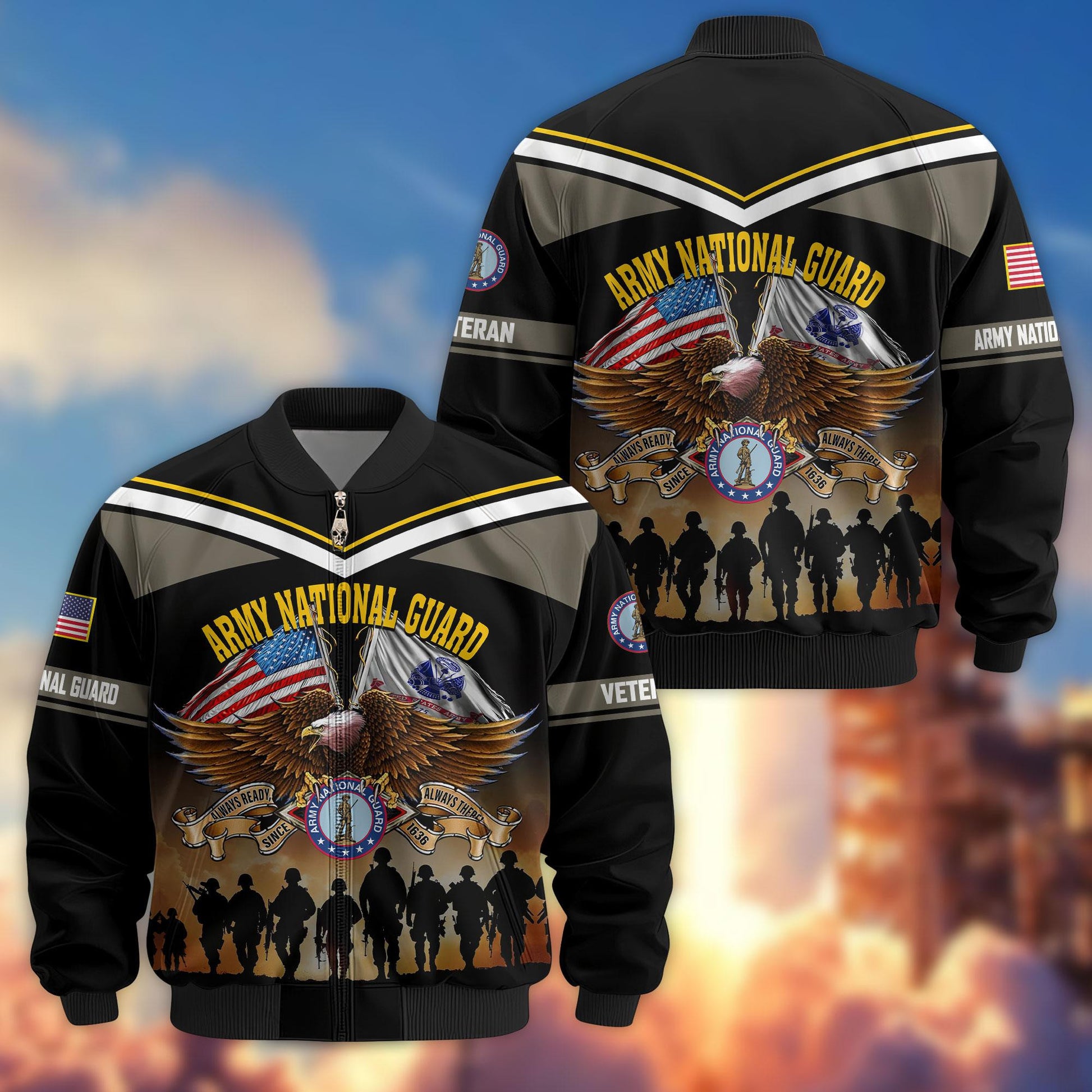 Premium US Veterans Bomber Jacket ATTN060822, Gifts For US Veterans, Gifts On Father's Day, Veterans Day.