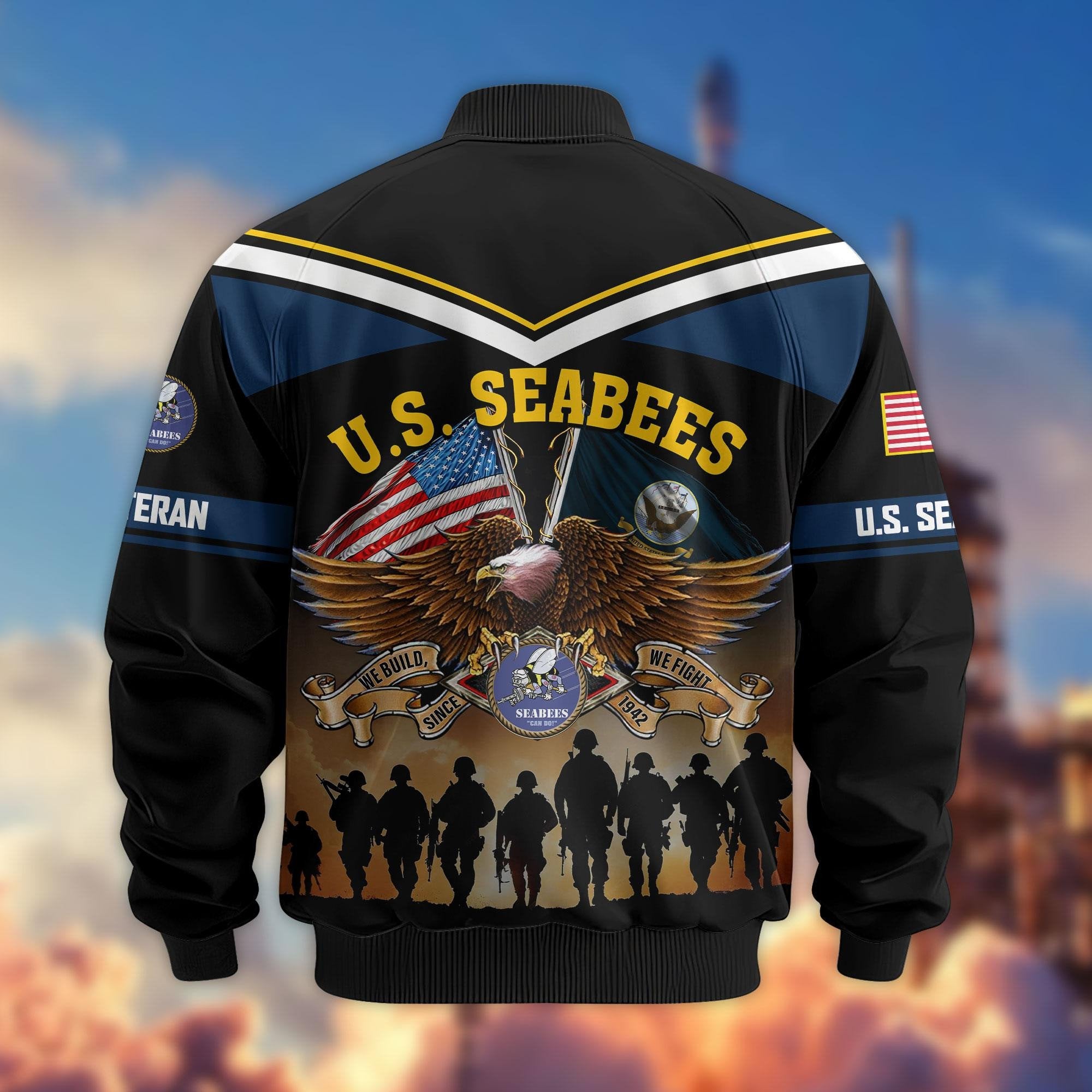 Premium US Veterans Bomber Jacket ATTN060822, Gifts For US Veterans, Gifts On Father's Day, Veterans Day.