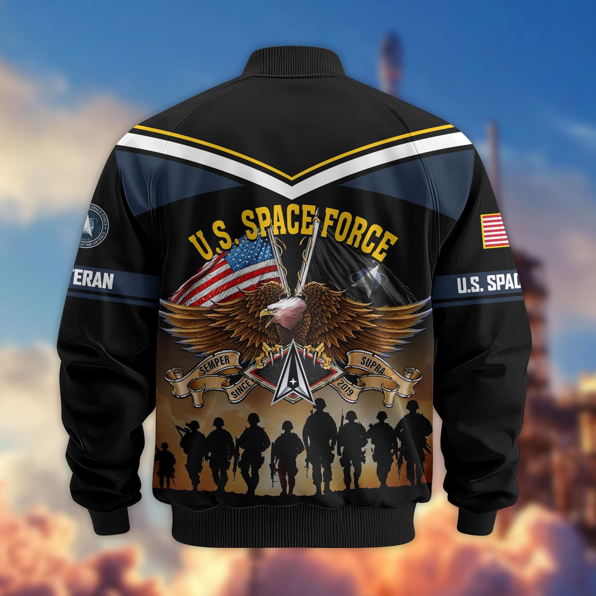 Premium US Veterans Bomber Jacket ATTN060822, Gifts For US Veterans, Gifts On Father's Day, Veterans Day.