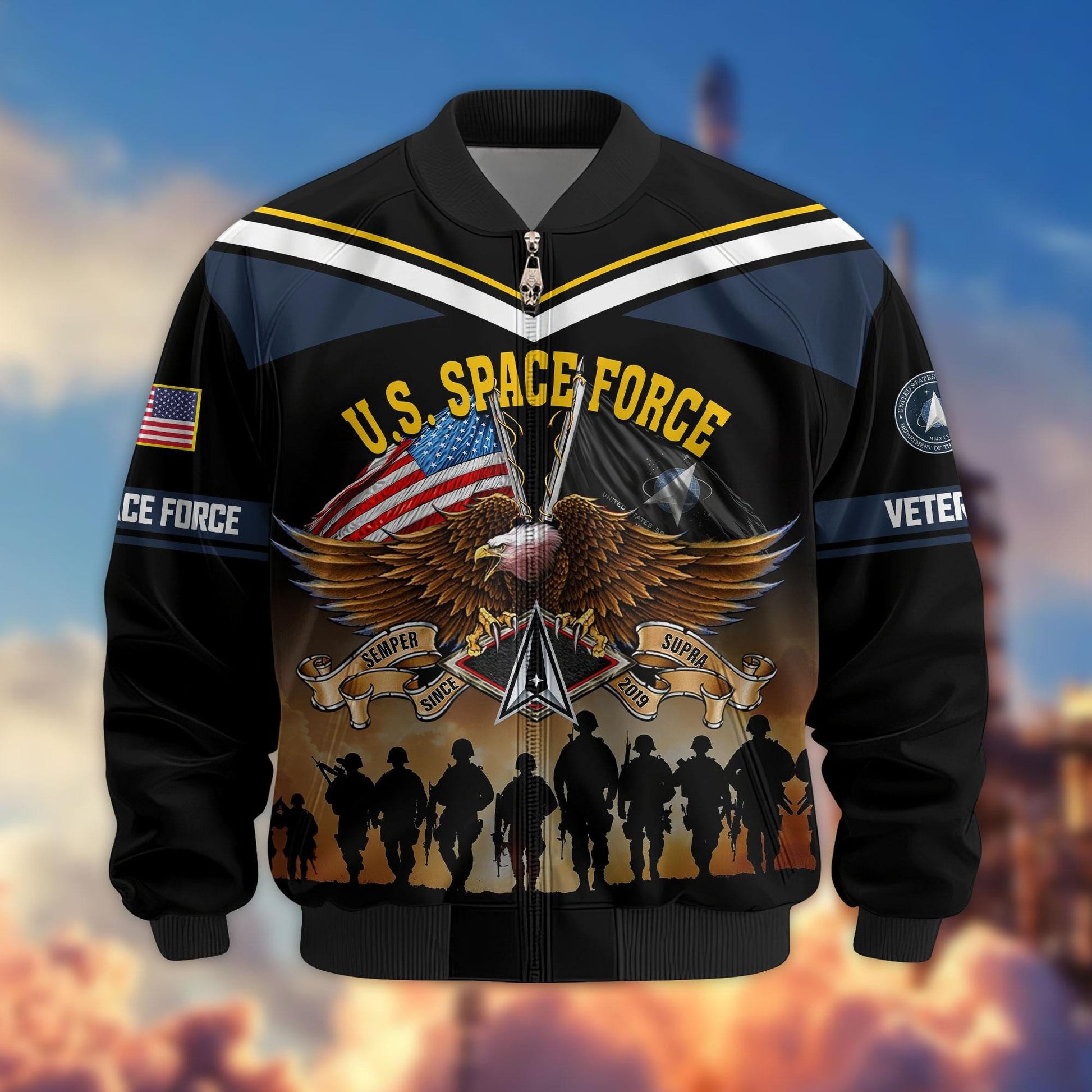 Premium US Veterans Bomber Jacket ATTN060822, Gifts For US Veterans, Gifts On Father's Day, Veterans Day.