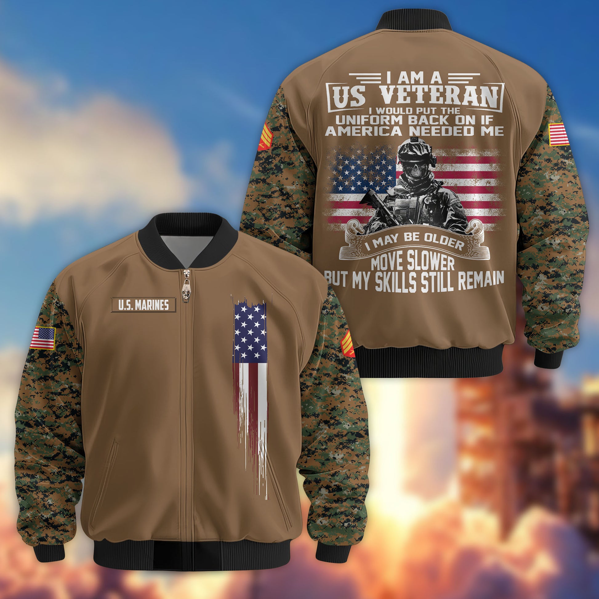 Premium Custom USMC Veteran Bomber Jacket VPVC802603, Gifts For US Marine Veteran, Gifts On Father's Day, Veterans Day.