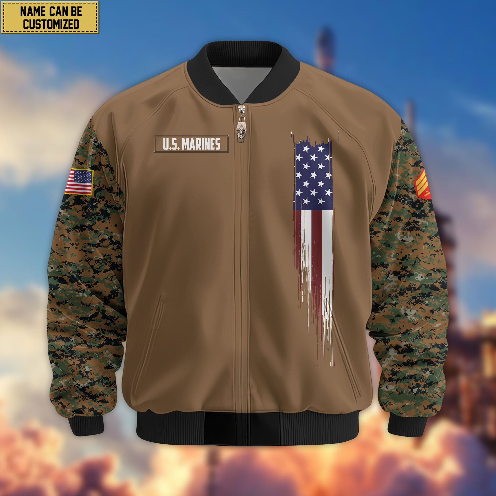 Premium Custom USMC Veteran Bomber Jacket VPVC802603, Gifts For US Marine Veteran, Gifts On Father's Day, Veterans Day.