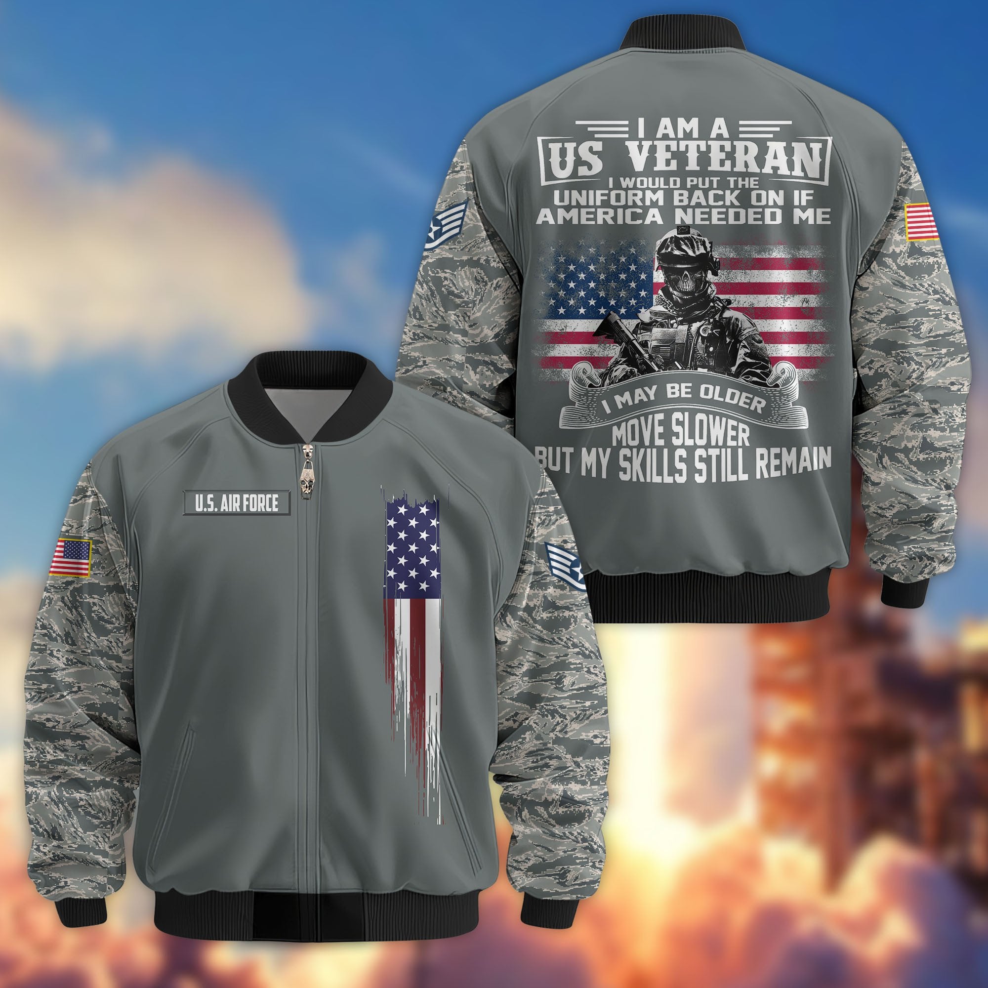 Premium Custom USAF Veteran Bomber Jacket VPVC802604, Gifts For US Air Force Veteran, Gifts On Father's Day, Veterans Day.