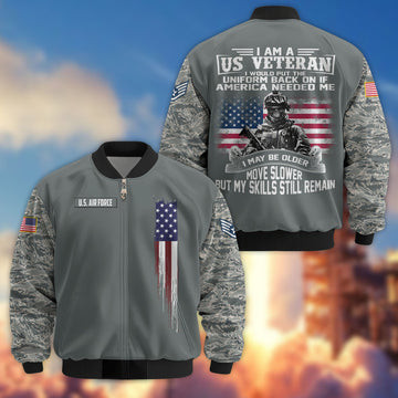Premium Custom USAF Veteran Bomber Jacket VPVC802604, Gifts For US Air Force Veteran, Gifts On Father's Day, Veterans Day.