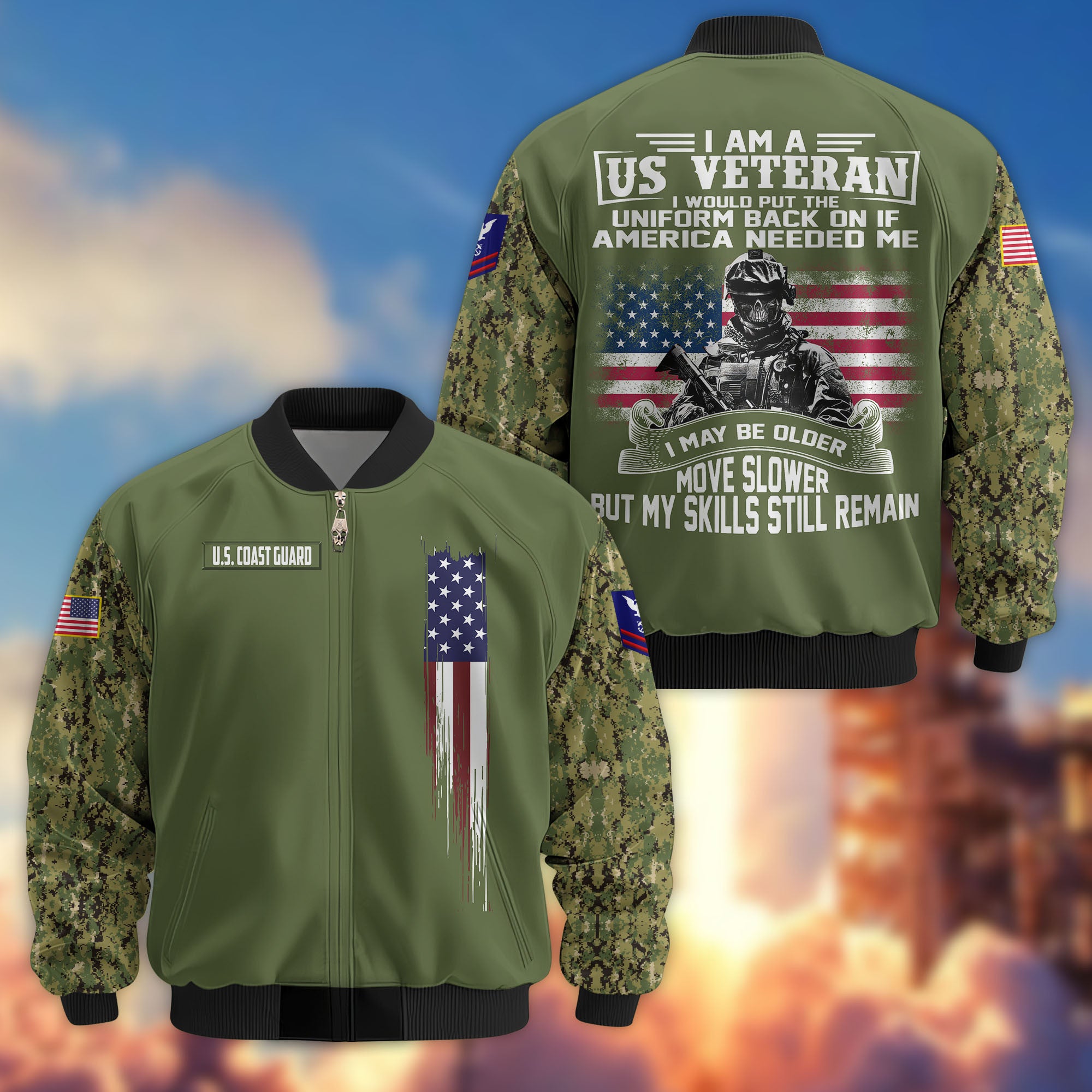 Premium Custom USCG Veteran Bomber Jacket VPVC802605, Gifts For Coast Guard Veteran, Gifts On Father's Day, Veterans Day.
