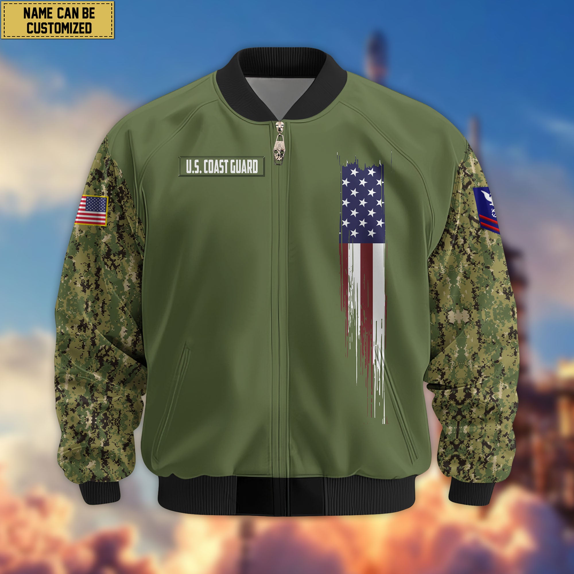 Premium Custom USCG Veteran Bomber Jacket VPVC802605, Gifts For Coast Guard Veteran, Gifts On Father's Day, Veterans Day.