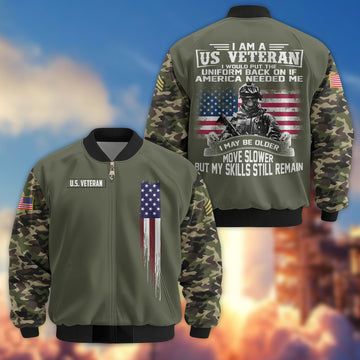 Premium Custom US Veteran Bomber Jacket VPVC802607, Gifts For US Veteran, Gifts On Father's Day, Veterans Day.