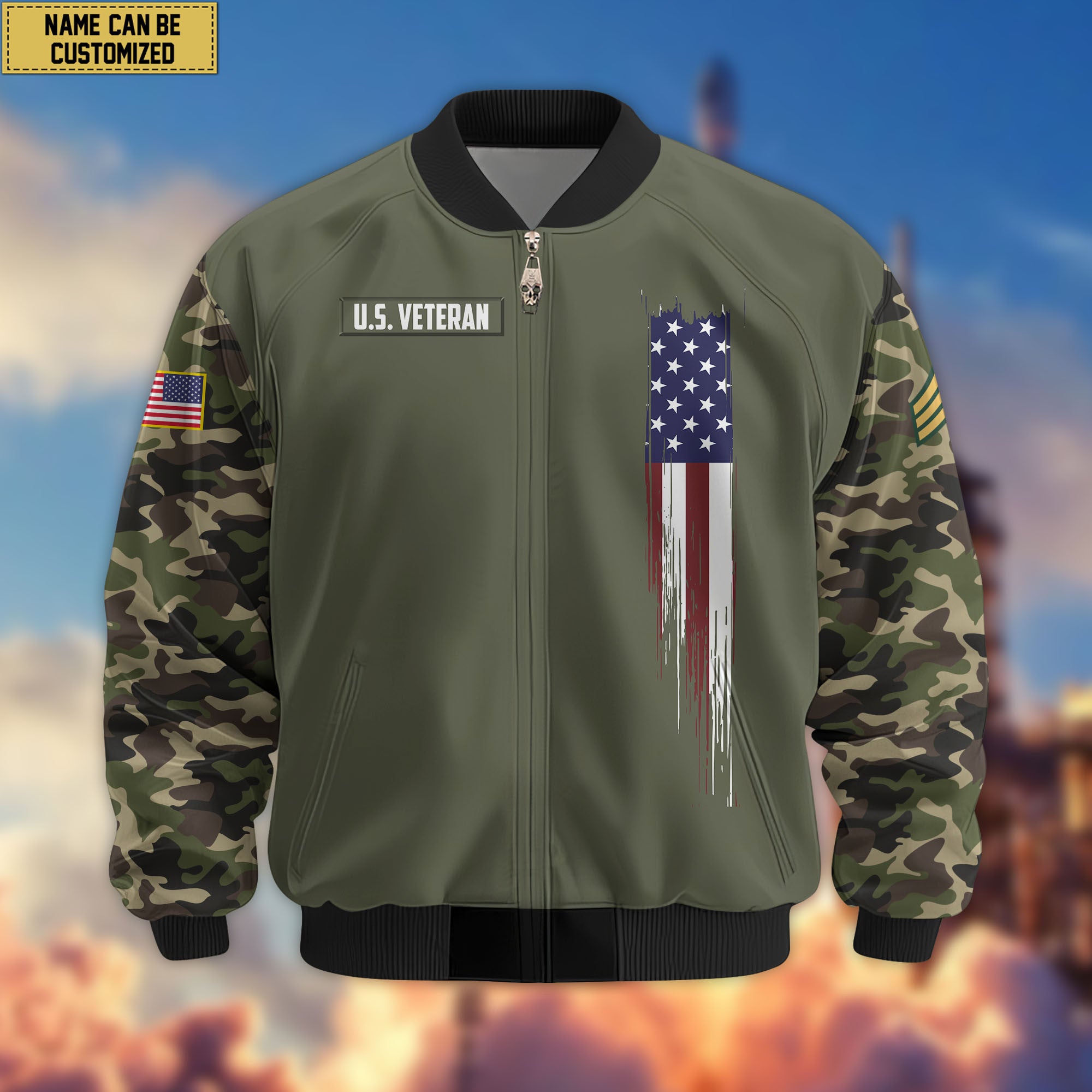 Premium Custom US Veteran Bomber Jacket VPVC802607, Gifts For US Veteran, Gifts On Father's Day, Veterans Day.