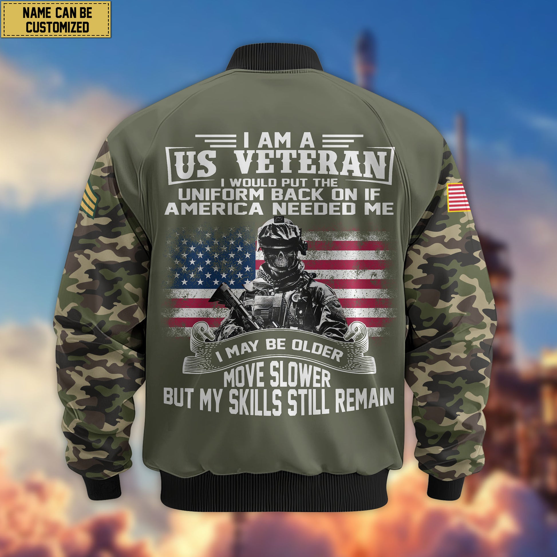 Premium Custom US Veteran Bomber Jacket VPVC802607, Gifts For US Veteran, Gifts On Father's Day, Veterans Day.