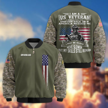 Premium Custom US Army National Guard Veteran Bomber Jacket VPVC802608, Gifts For Army National Guard Veteran, Gifts On Father's Day, Veterans Day.