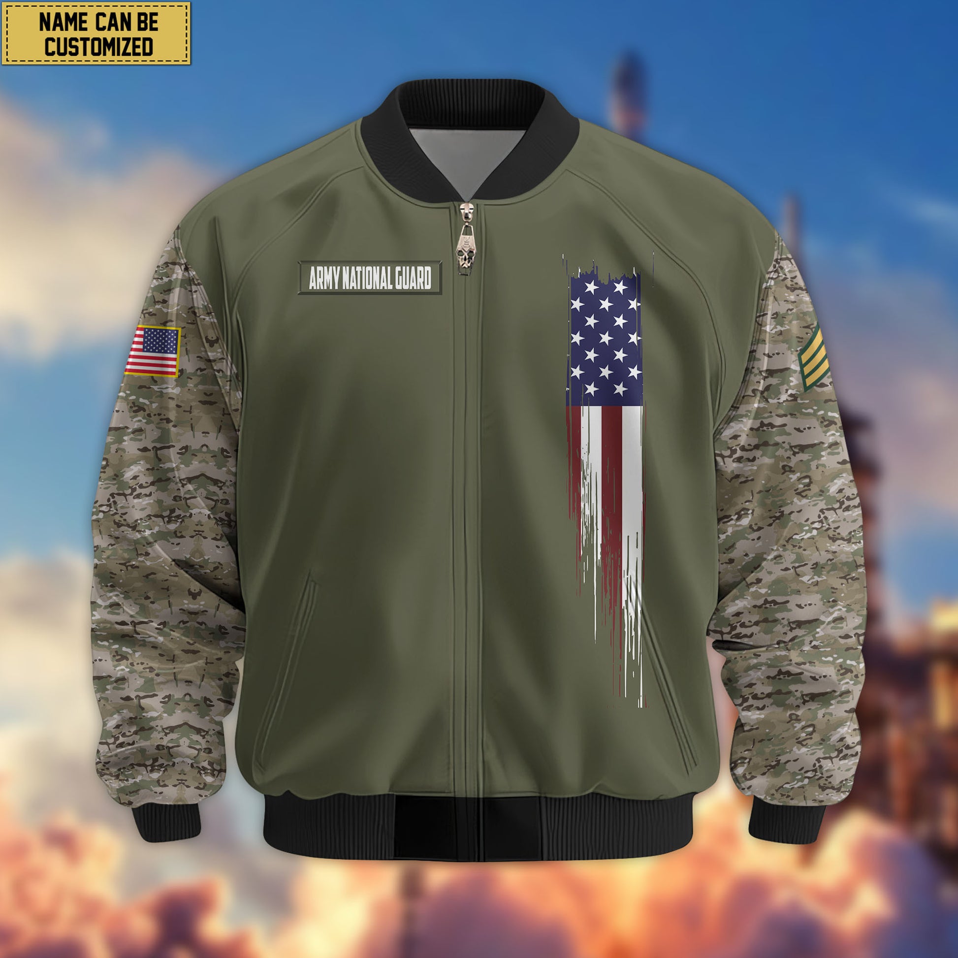Premium Custom US Army National Guard Veteran Bomber Jacket VPVC802608, Gifts For Army National Guard Veteran, Gifts On Father's Day, Veterans Day.