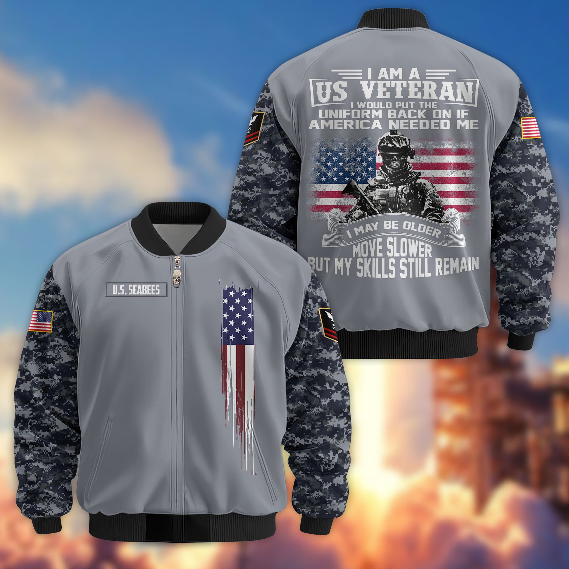 Premium Custom US Seabees Bomber Jacket VPVC802609, Gifts For Seabees Veteran, Gifts On Father's Day, Veterans Day.