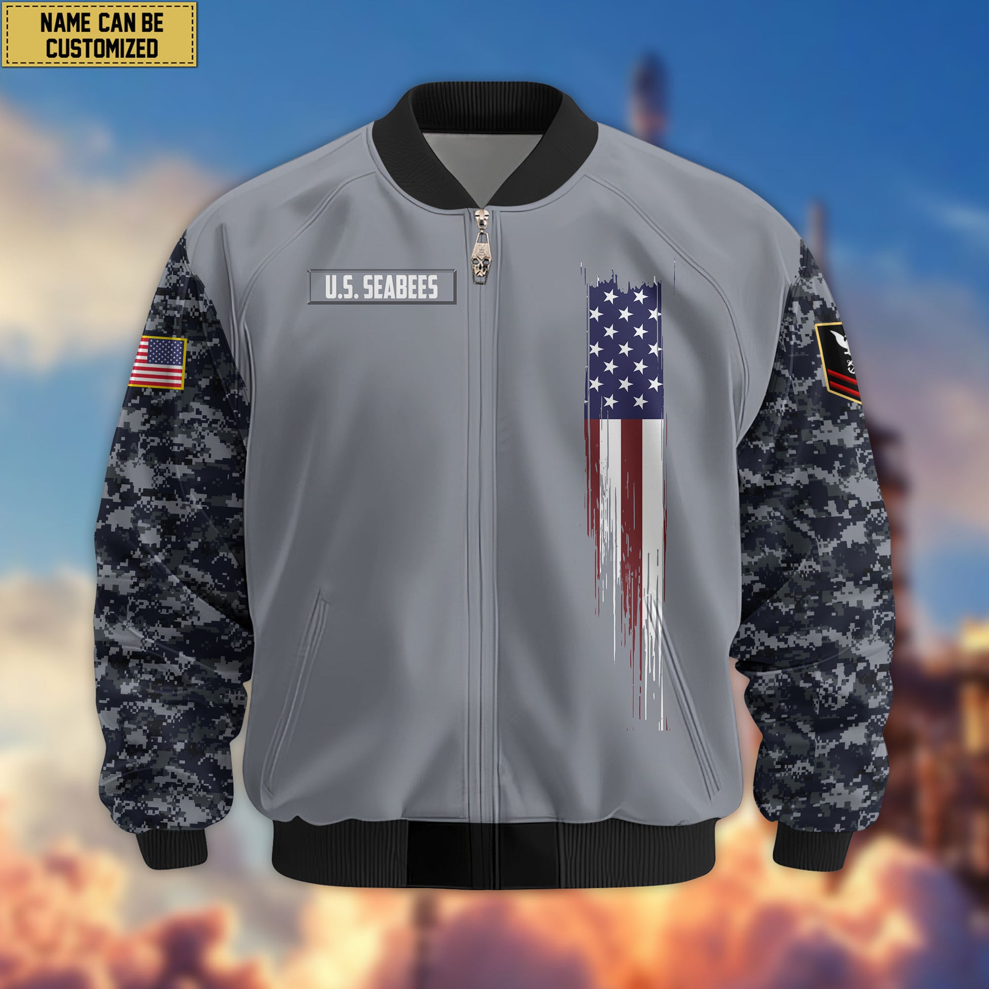 Premium Custom US Seabees Bomber Jacket VPVC802609, Gifts For Seabees Veteran, Gifts On Father's Day, Veterans Day.
