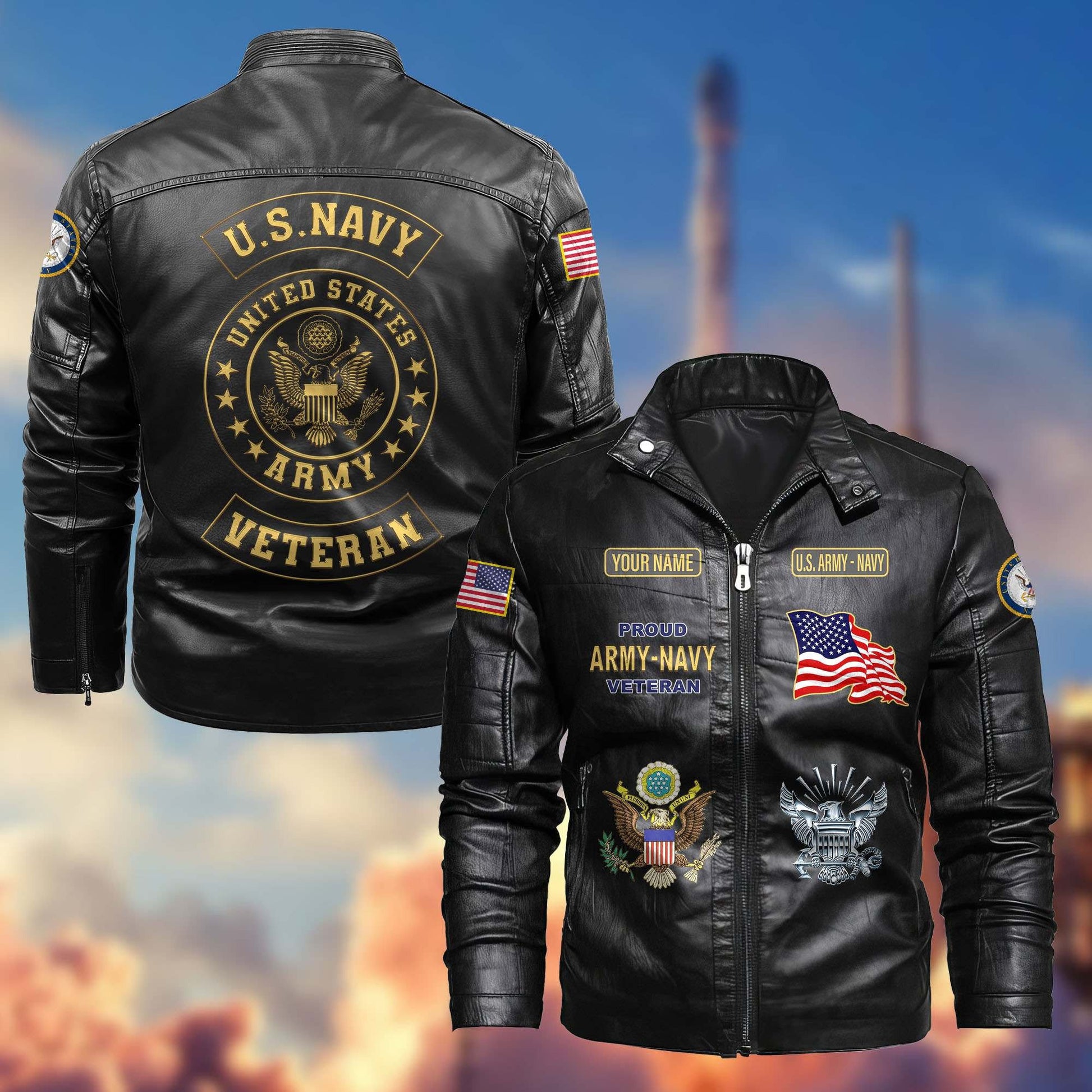 Premium Personalized US Army - Navy Veteran Leather Jackets CPVC030910