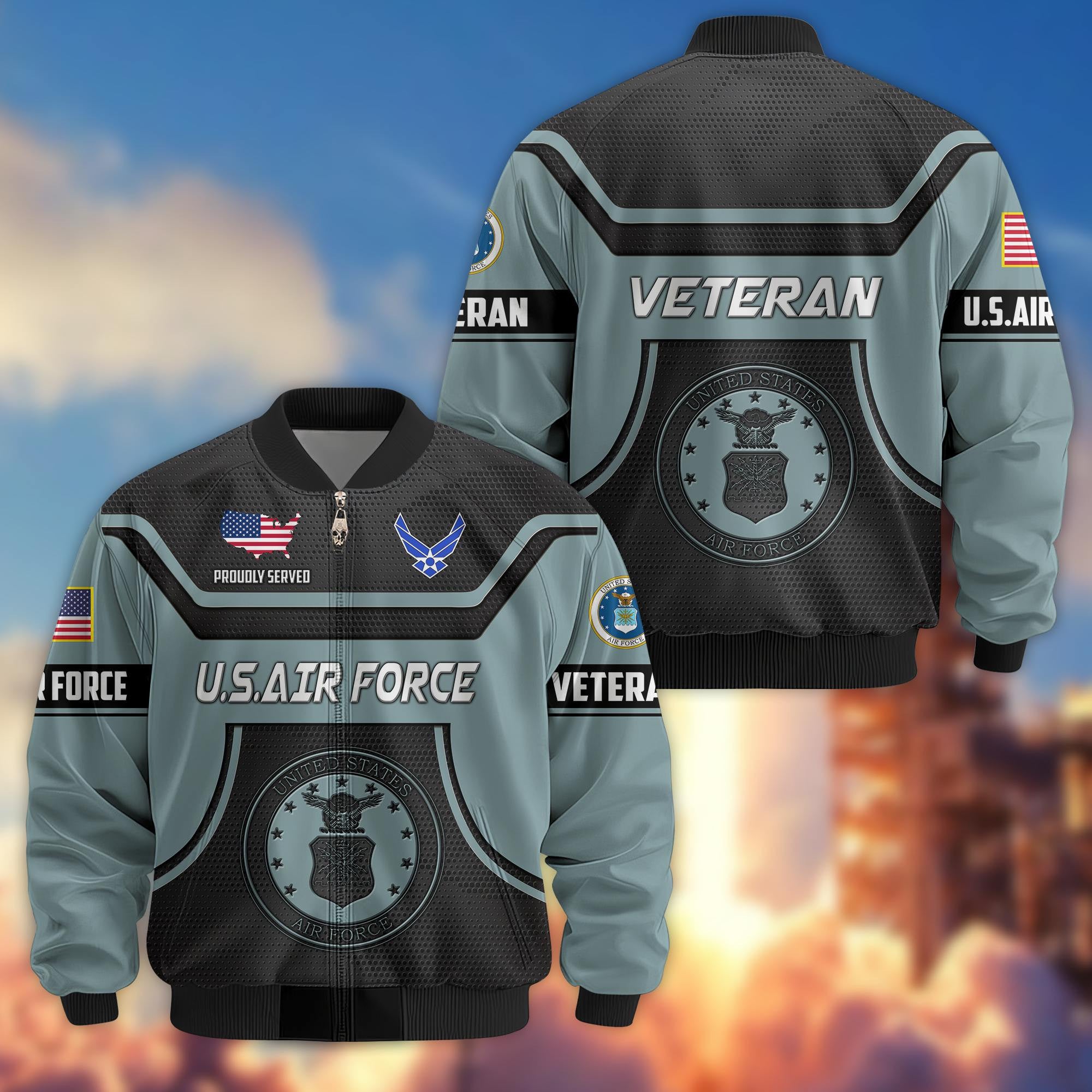 Premium US Veterans Bomber Jacket BPHN120811, Gifts For US Veterans, Gifts On Father's Day, Veterans Day.