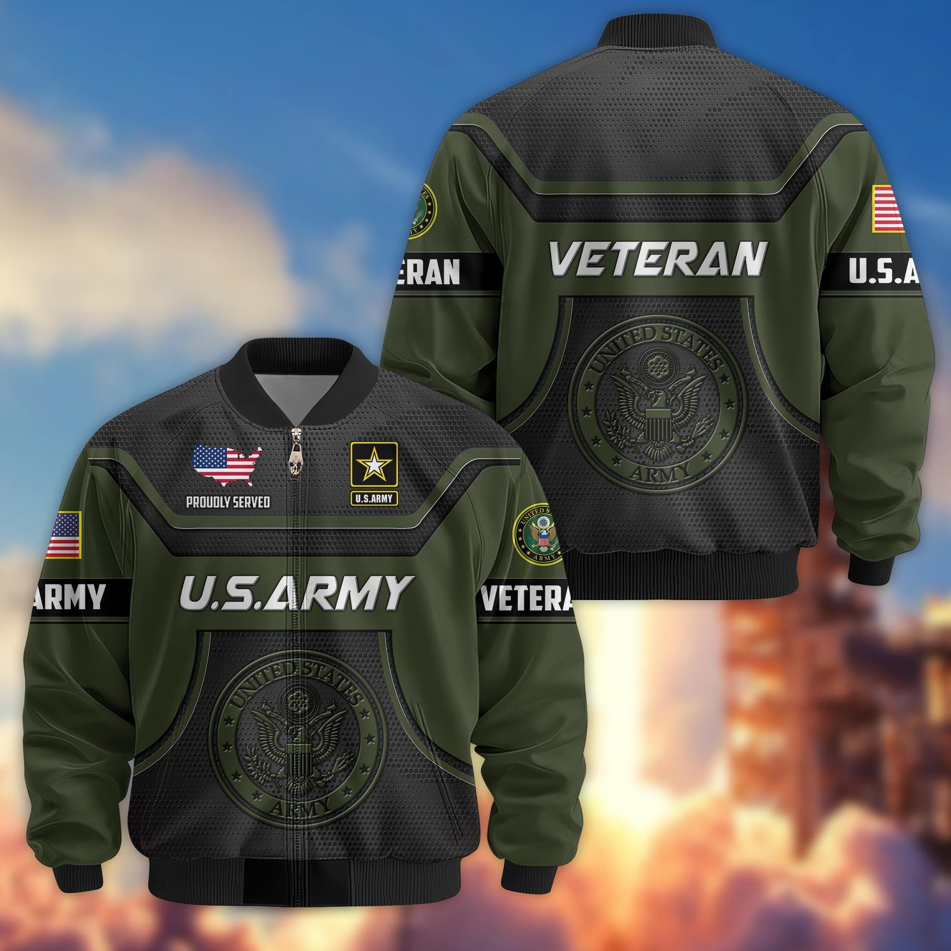 Premium US Veterans Bomber Jacket BPHN120811, Gifts For US Veterans, Gifts On Father's Day, Veterans Day.