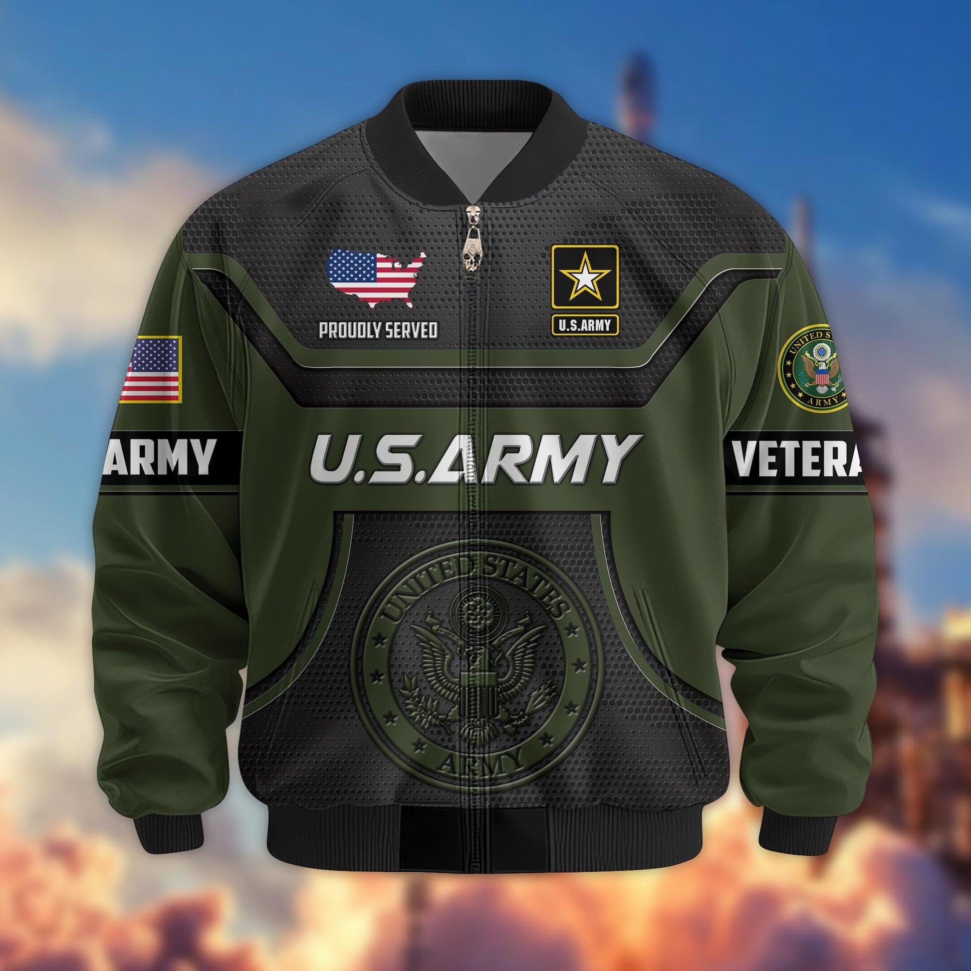 Premium US Veterans Bomber Jacket BPHN120811, Gifts For US Veterans, Gifts On Father's Day, Veterans Day.
