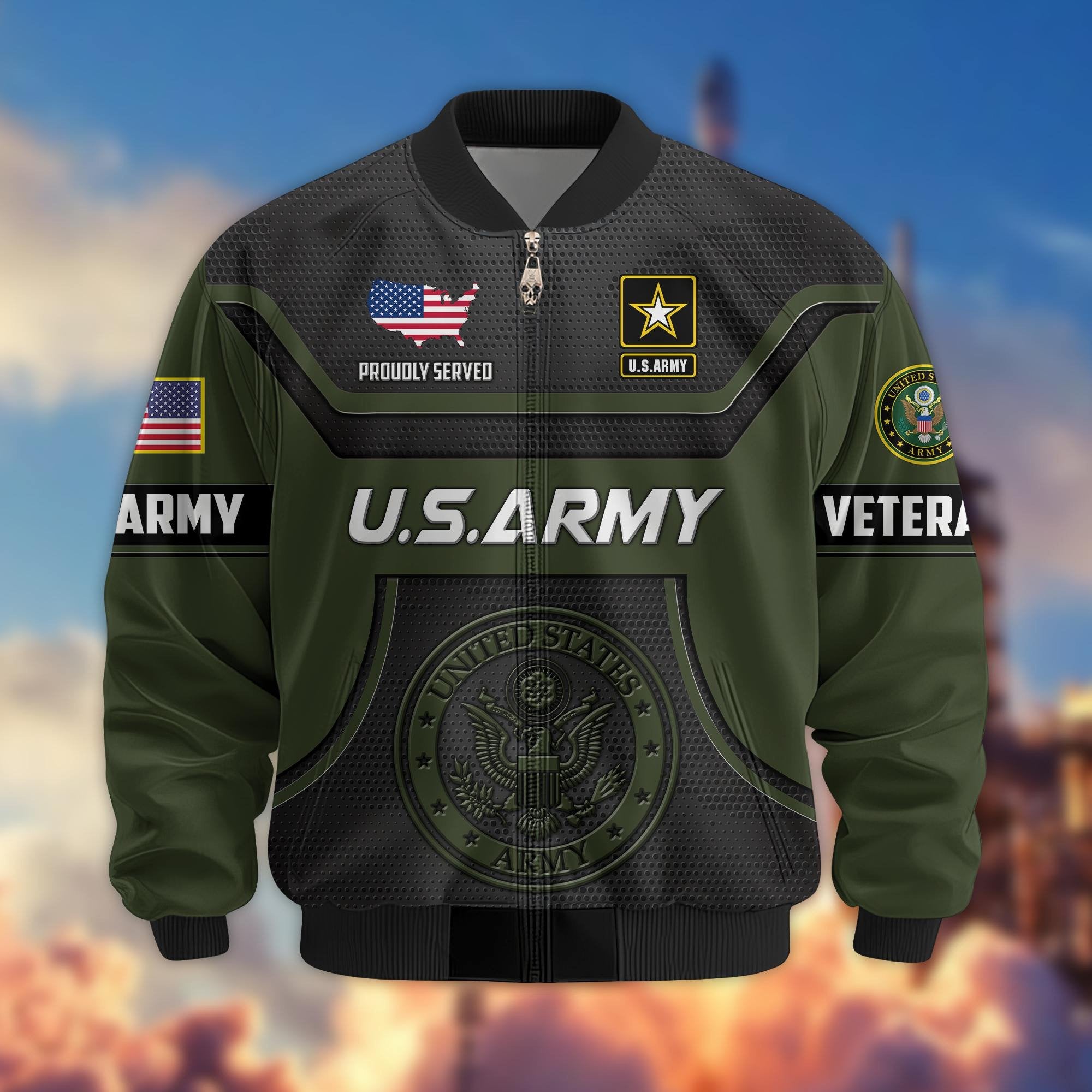 Premium US Veterans Bomber Jacket BPHN120811, Gifts For US Veterans, Gifts On Father's Day, Veterans Day.