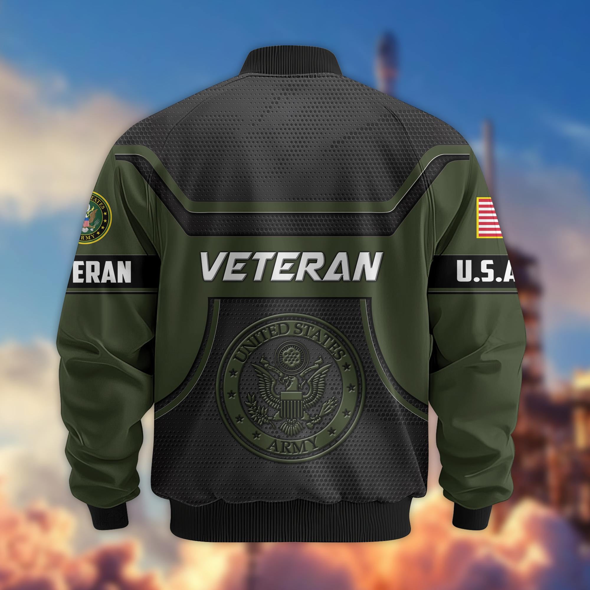 Premium US Veterans Bomber Jacket BPHN120811, Gifts For US Veterans, Gifts On Father's Day, Veterans Day.