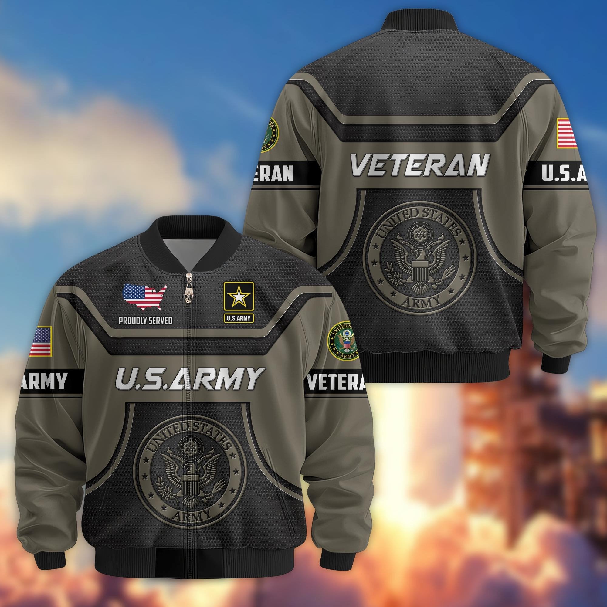 Premium US Veterans Bomber Jacket BPHN120811, Gifts For US Veterans, Gifts On Father's Day, Veterans Day.