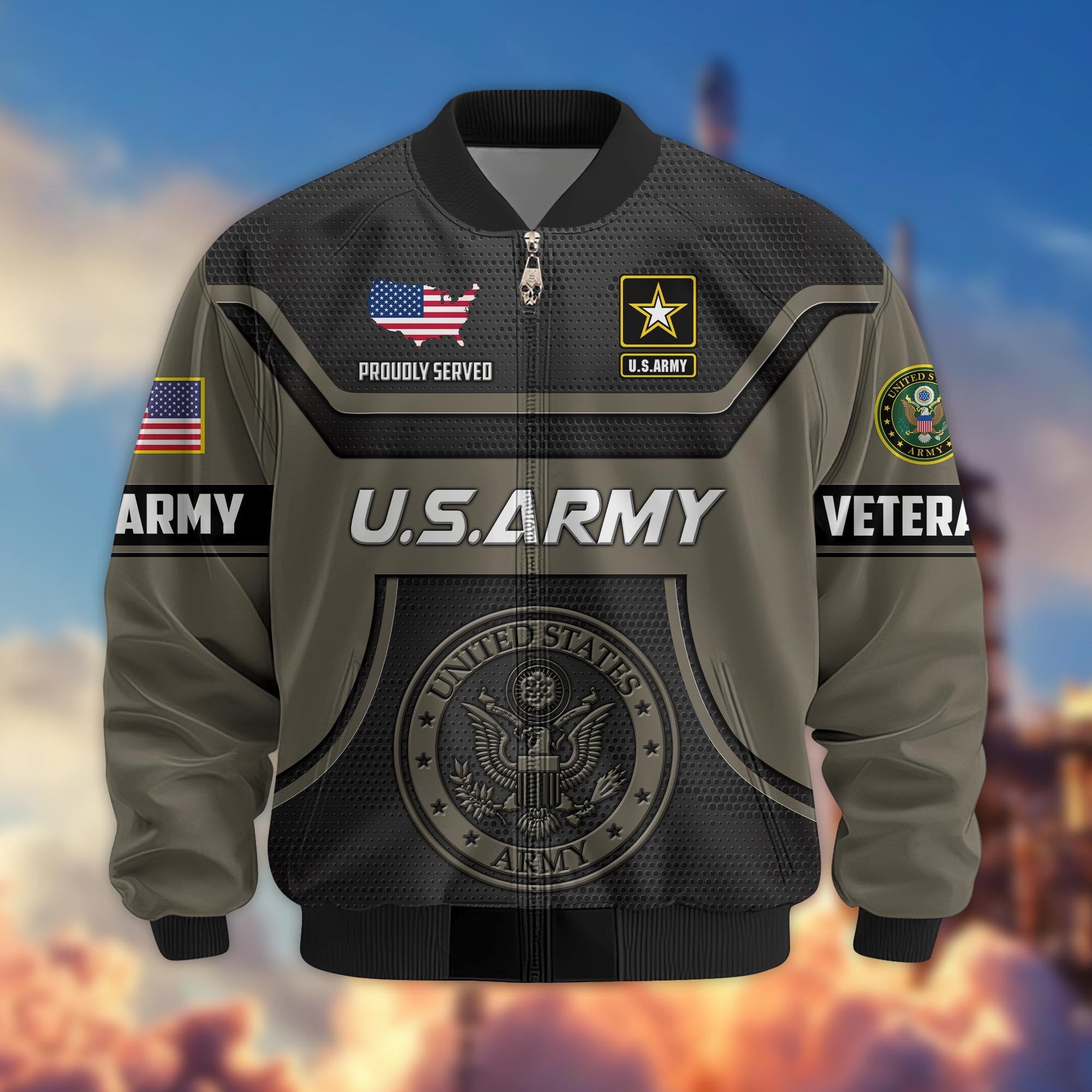 Premium US Veterans Bomber Jacket BPHN120811, Gifts For US Veterans, Gifts On Father's Day, Veterans Day.