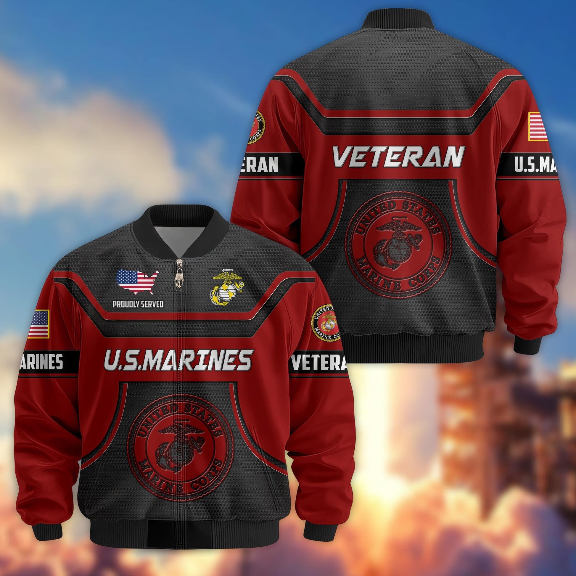 Premium US Veterans Bomber Jacket BPHN120811, Gifts For US Veterans, Gifts On Father's Day, Veterans Day.