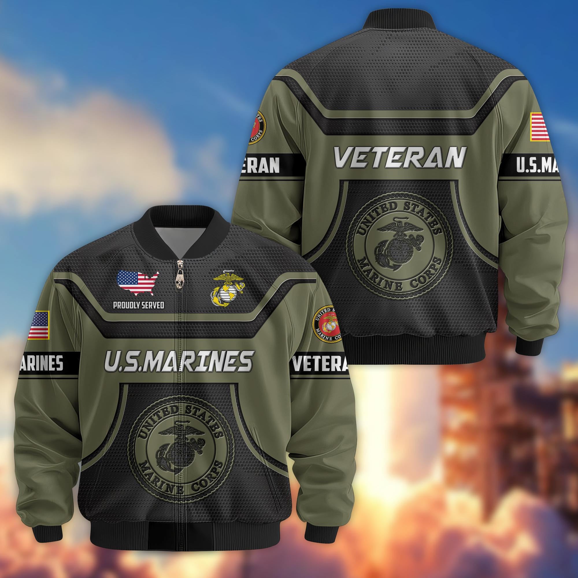 Premium US Veterans Bomber Jacket BPHN120811, Gifts For US Veterans, Gifts On Father's Day, Veterans Day.