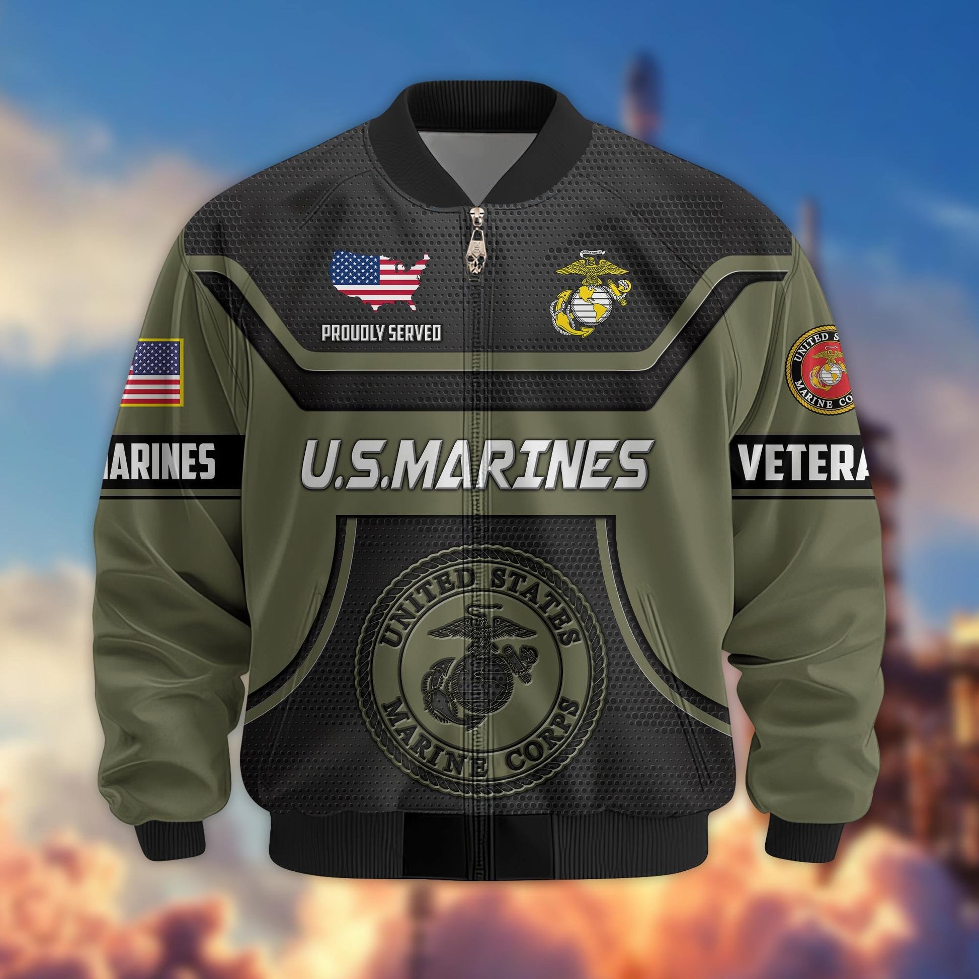 Premium US Veterans Bomber Jacket BPHN120811, Gifts For US Veterans, Gifts On Father's Day, Veterans Day.
