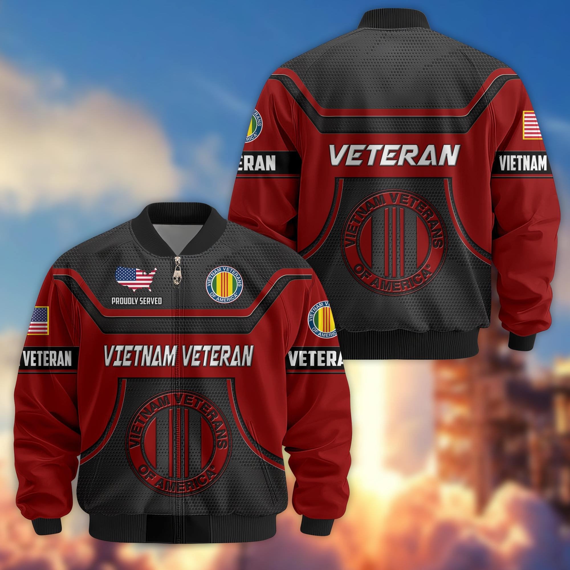 Premium US Veterans Bomber Jacket BPHN120811, Gifts For US Veterans, Gifts On Father's Day, Veterans Day.