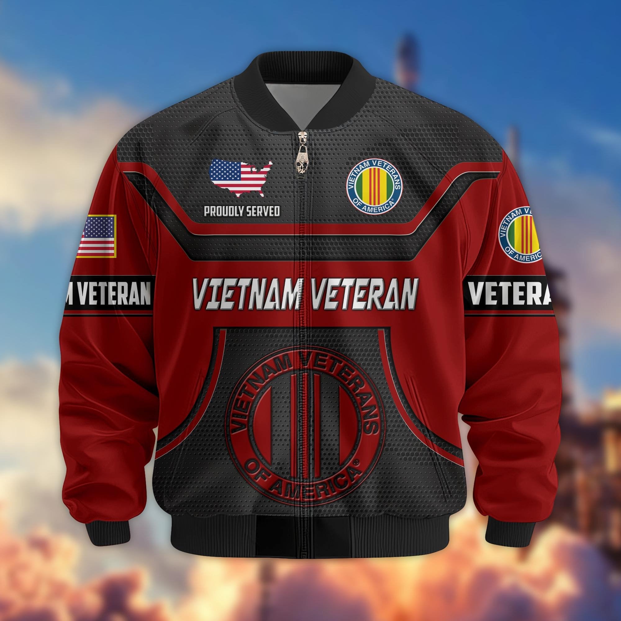 Premium US Veterans Bomber Jacket BPHN120811, Gifts For US Veterans, Gifts On Father's Day, Veterans Day.