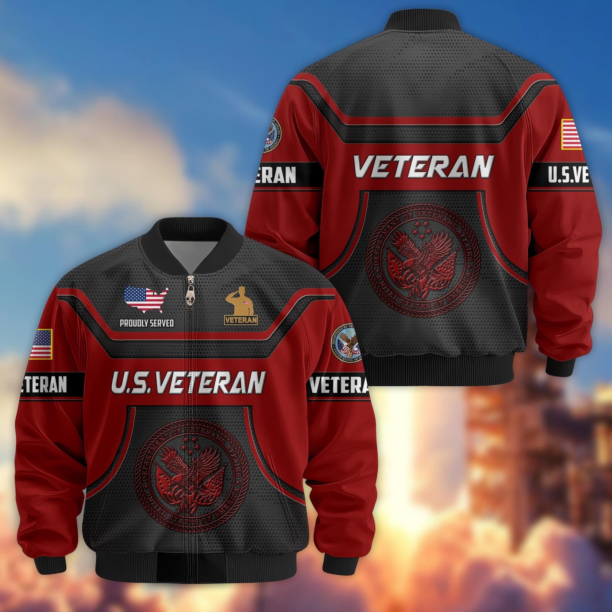 Premium US Veterans Bomber Jacket BPHN120811, Gifts For US Veterans, Gifts On Father's Day, Veterans Day.